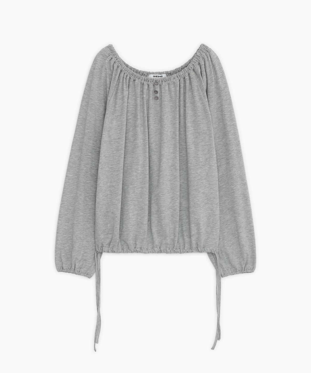 오헤시오(OHESHIO) STRING BOAT NECK JERSEY BLOUSE, GRAY