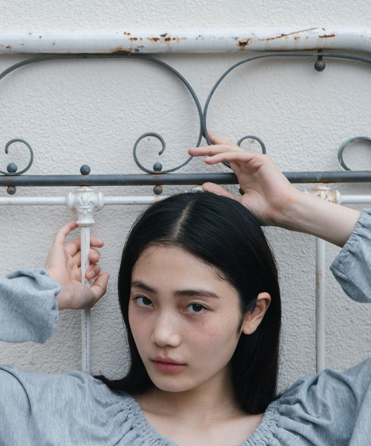 오헤시오(OHESHIO) STRING BOAT NECK JERSEY BLOUSE, GRAY