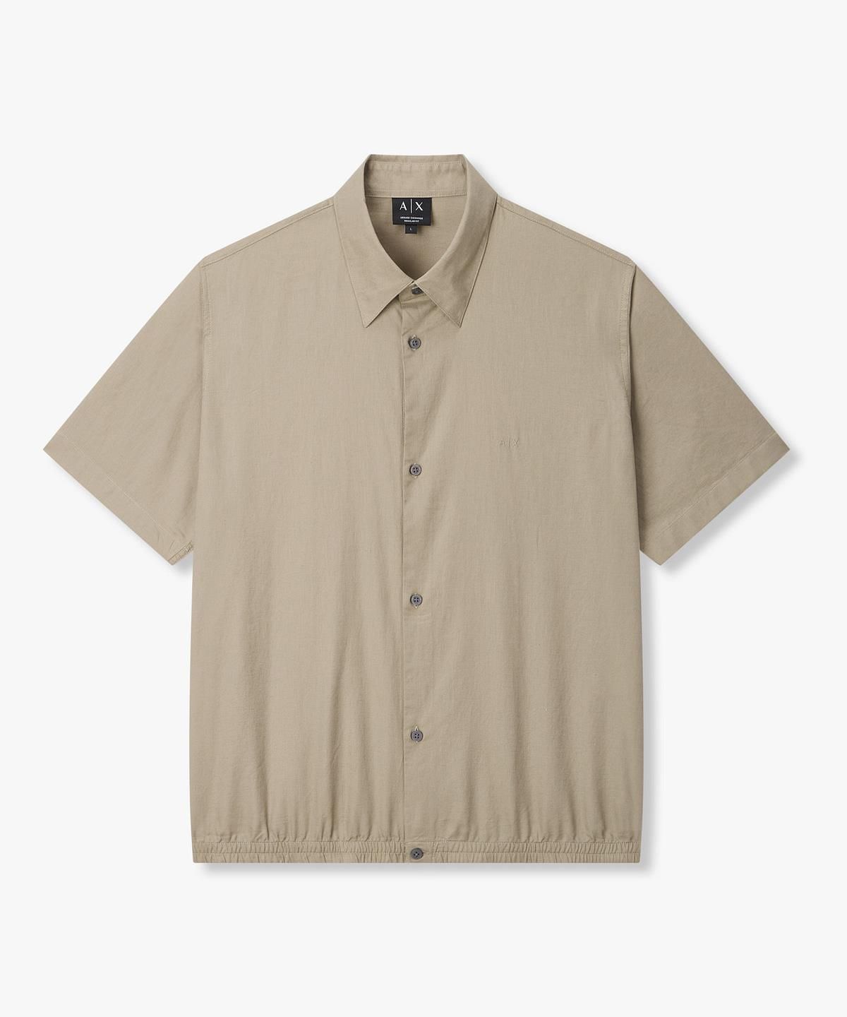아르마니 익스체인지(ARMANI EXCHANGE) 남성 린넨 블렌드 밴딩 헴 디테일 셔츠 _베이지_A416120011