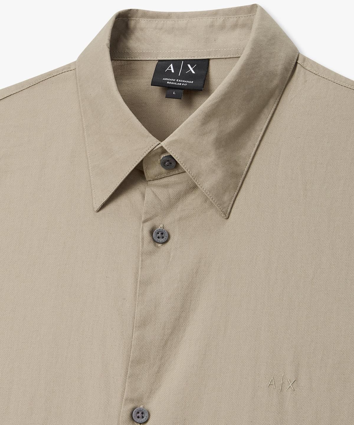 아르마니 익스체인지(ARMANI EXCHANGE) 남성 린넨 블렌드 밴딩 헴 디테일 셔츠 _베이지_A416120011