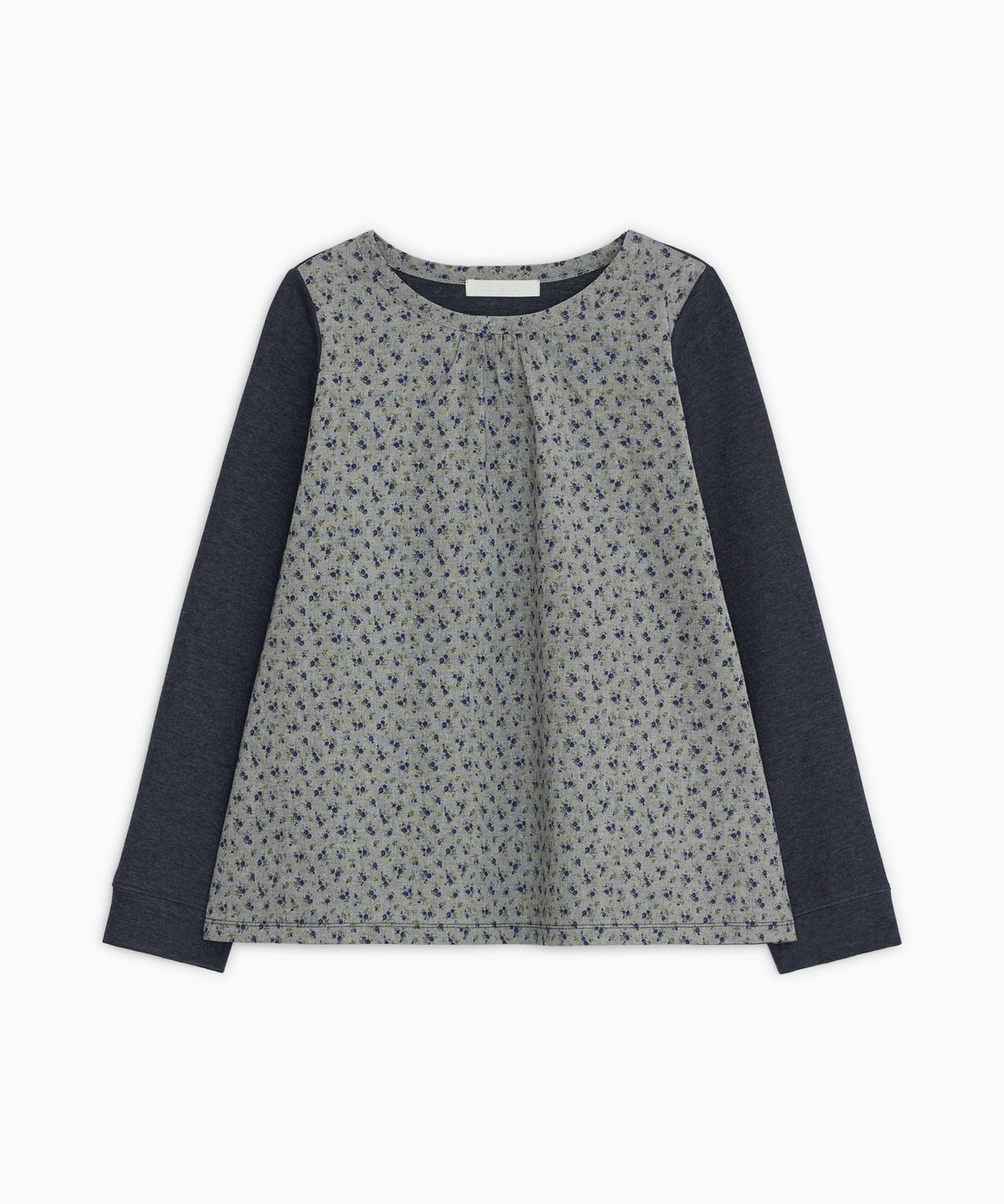 오헤시오(OHESHIO) FLORAL WOVEN PANEL LONG SLEEVE, NAVY