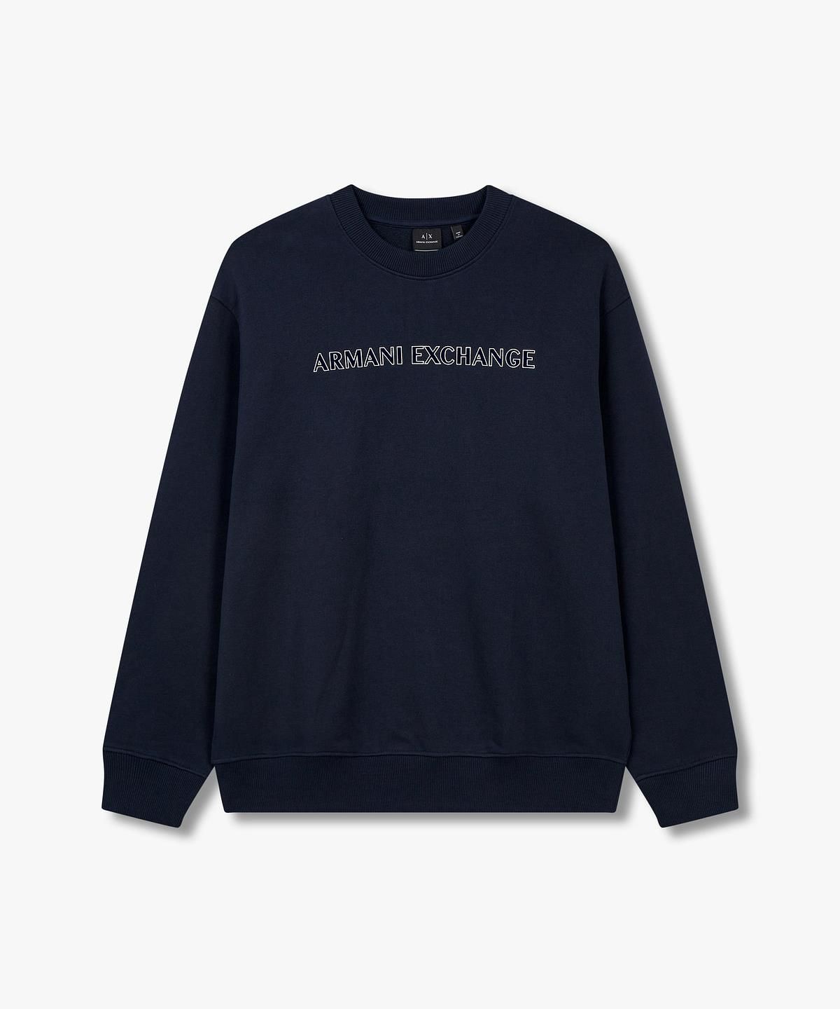 아르마니 익스체인지(ARMANI EXCHANGE) 남성 로고 그래픽 크루넥 맨투맨 _네이비_A414331009