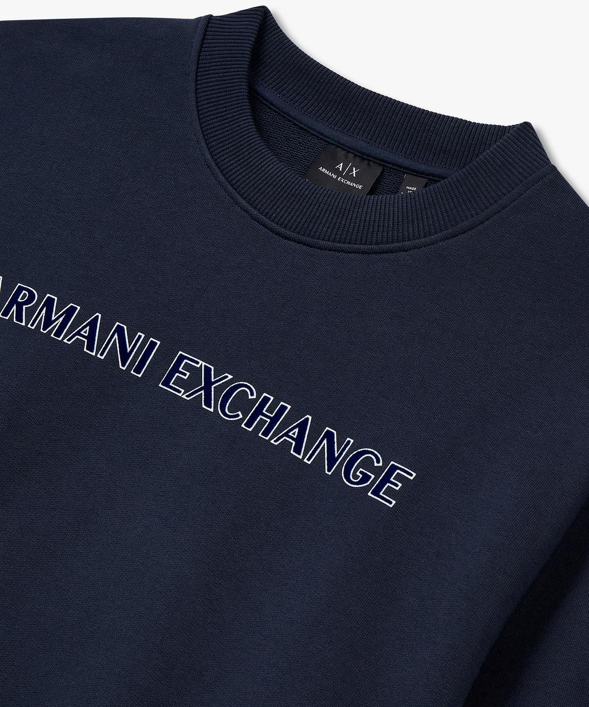 아르마니 익스체인지(ARMANI EXCHANGE) 남성 로고 그래픽 크루넥 맨투맨 _네이비_A414331009