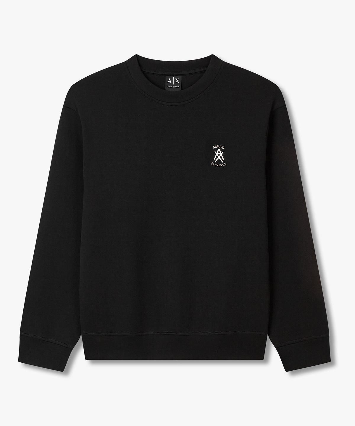아르마니 익스체인지(ARMANI EXCHANGE) 남성 스트레치 자수 로고 맨투맨 _블랙_A416131005
