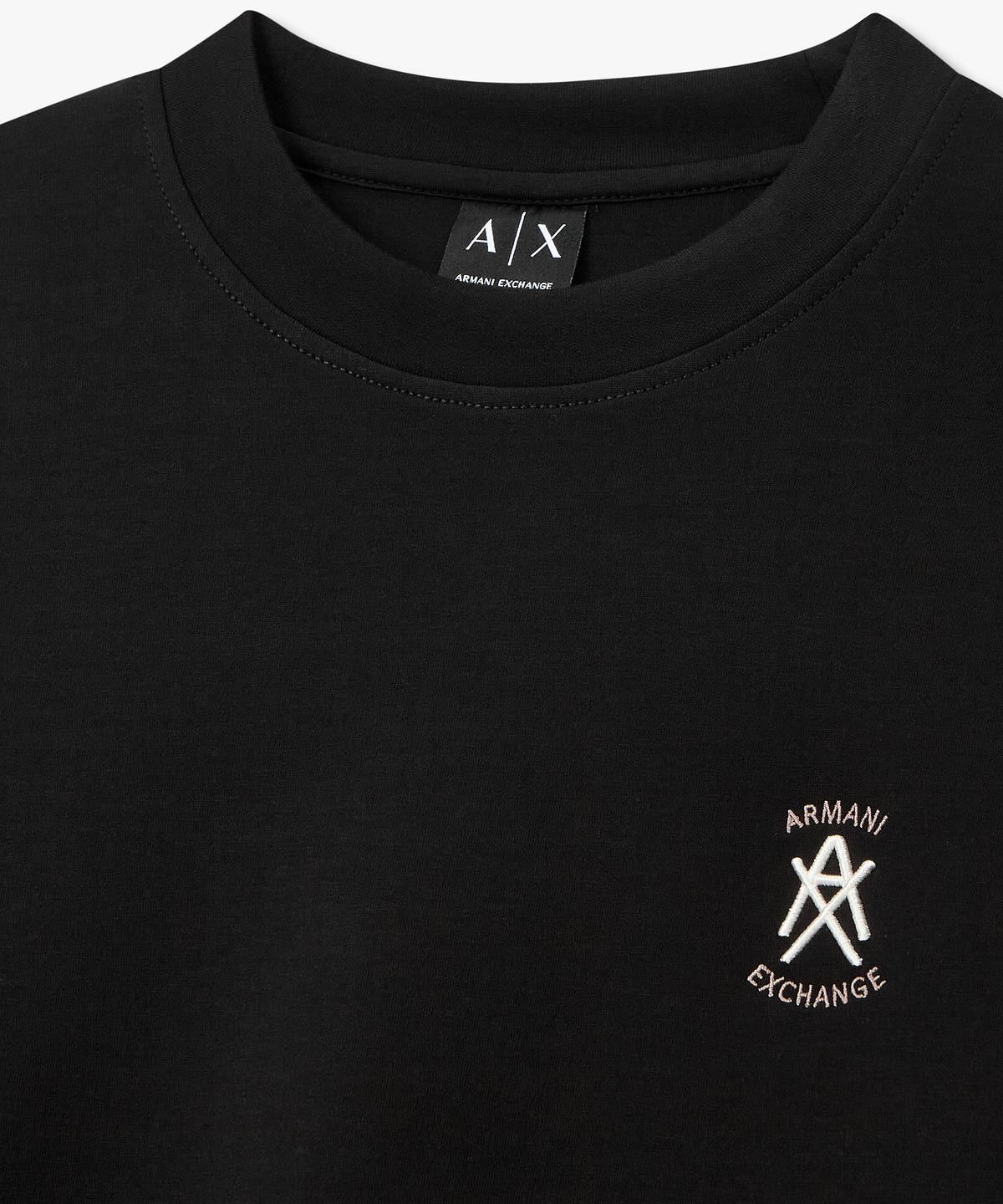 아르마니 익스체인지(ARMANI EXCHANGE) 남성 스트레치 자수 로고 맨투맨 _블랙_A416131005