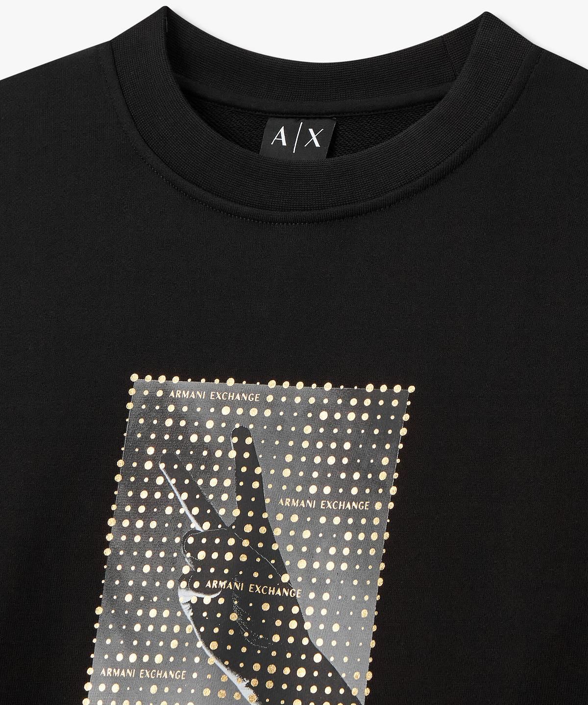 아르마니 익스체인지(ARMANI EXCHANGE) 남성 그래픽 프린트 레귤러 핏 맨투맨 _블랙_A416131007