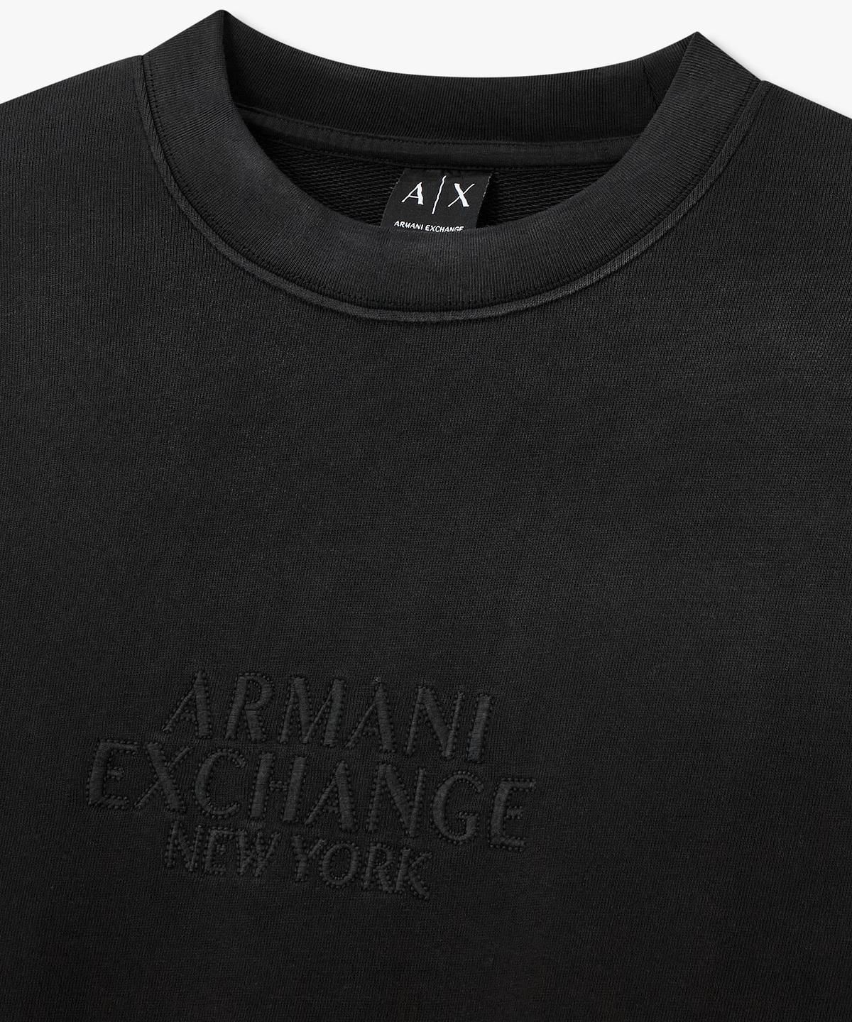 아르마니 익스체인지(ARMANI EXCHANGE) 남성 드롭 숄더 릴랙스트 핏 맨투맨 _블랙_A416131002