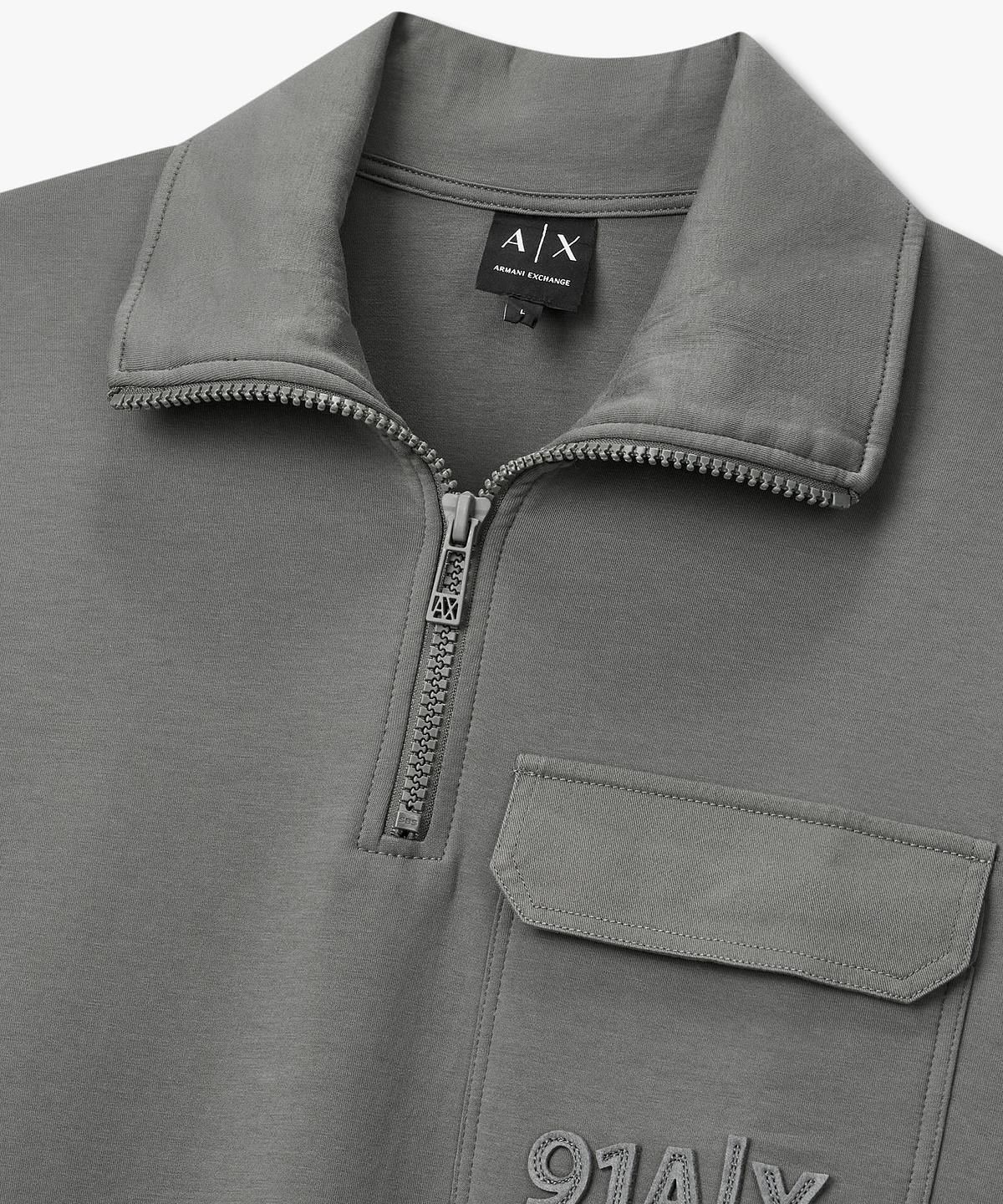 아르마니 익스체인지(ARMANI EXCHANGE) 남성 하프 집업 스트레치 스웨트셔츠 _카무플라주 그린_A416131010