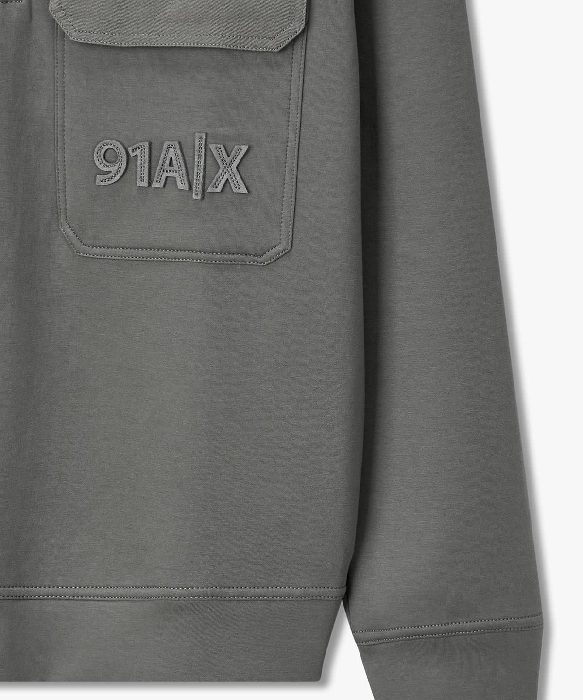 아르마니 익스체인지(ARMANI EXCHANGE) 남성 하프 집업 스트레치 스웨트셔츠 _카무플라주 그린_A416131010