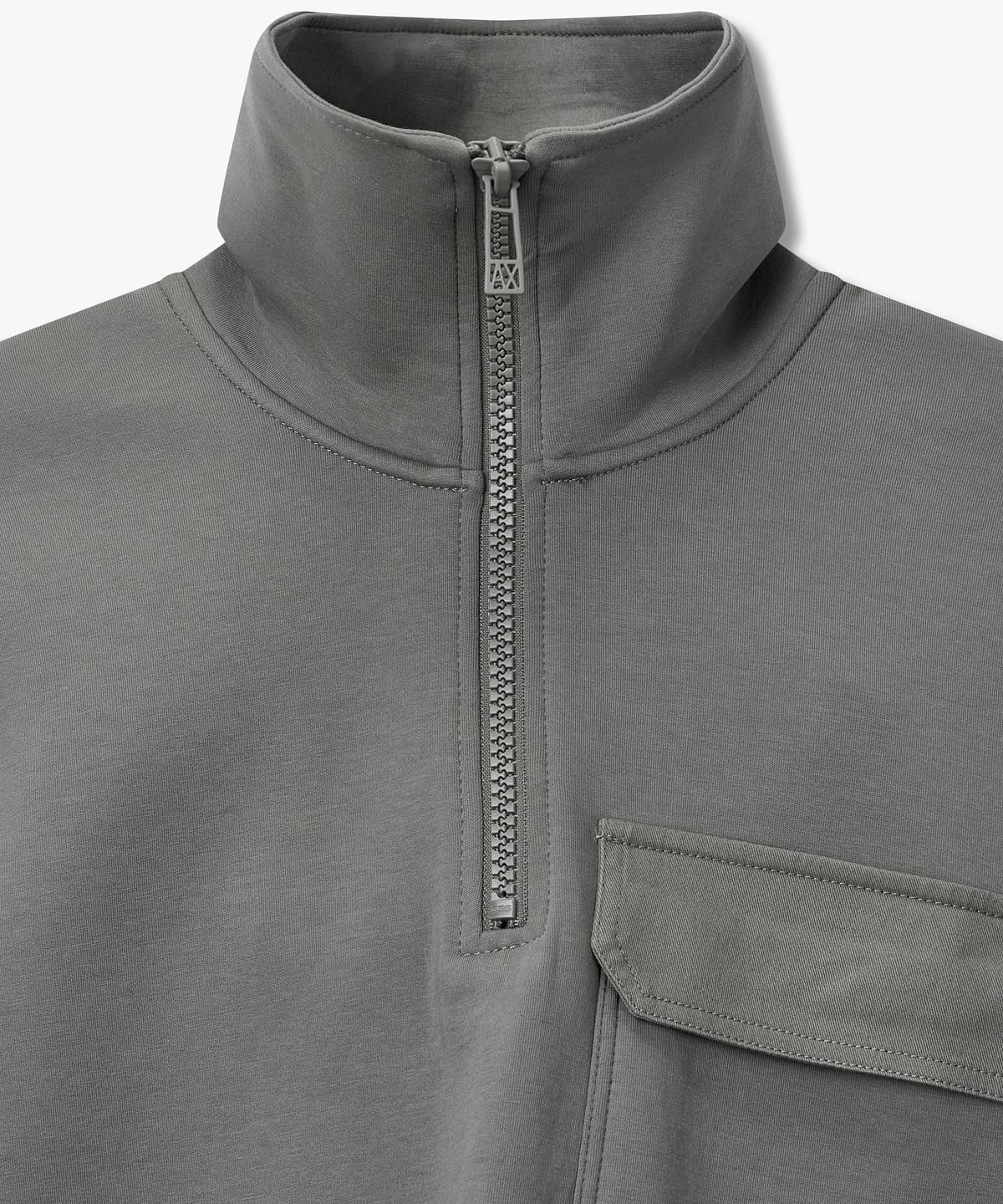 아르마니 익스체인지(ARMANI EXCHANGE) 남성 하프 집업 스트레치 스웨트셔츠 _카무플라주 그린_A416131010