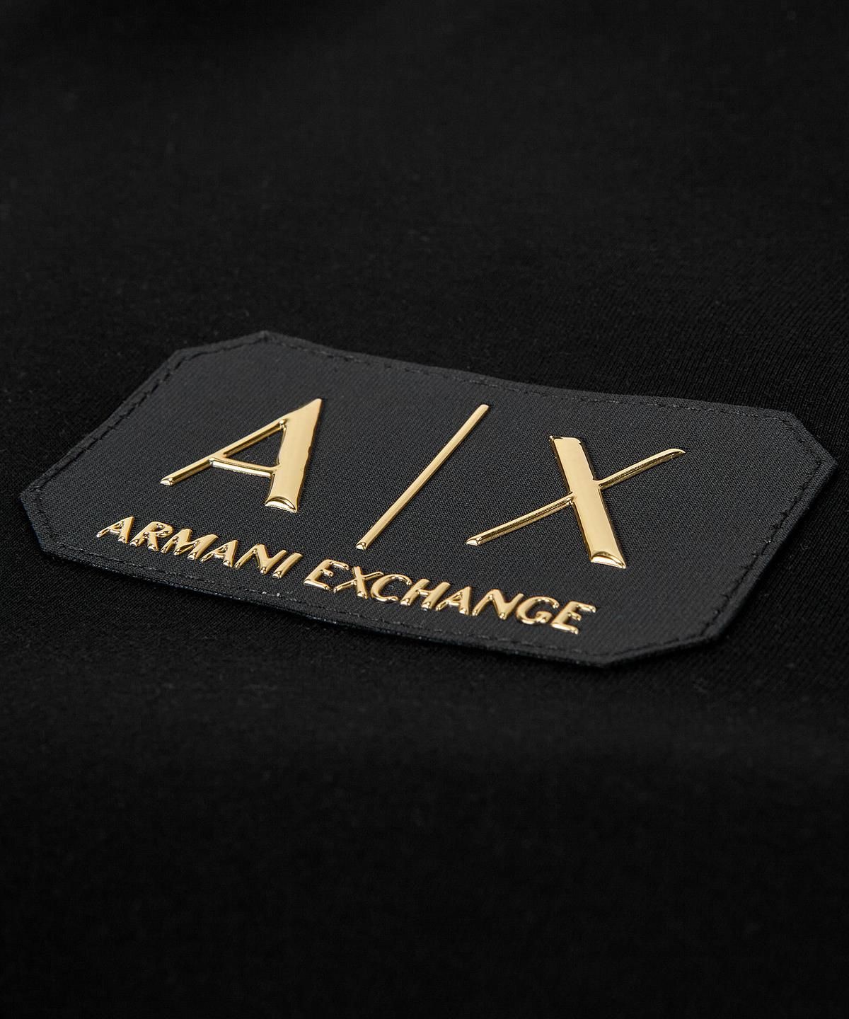 아르마니 익스체인지(ARMANI EXCHANGE) 남성 로고 패치 스트레치 후디 집업 _블랙_A416131003