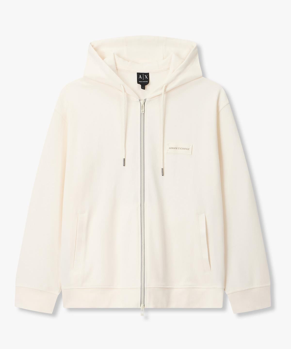 아르마니 익스체인지(ARMANI EXCHANGE) 남성 로고 패치 스트링 후드 집업 _크림_A416131008