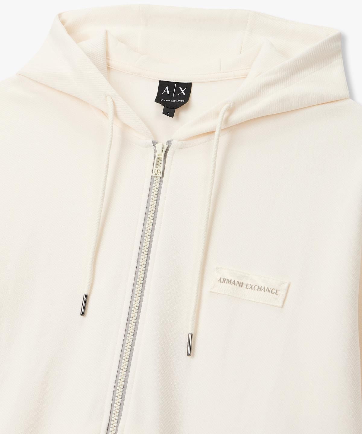 아르마니 익스체인지(ARMANI EXCHANGE) 남성 로고 패치 스트링 후드 집업 _크림_A416131008