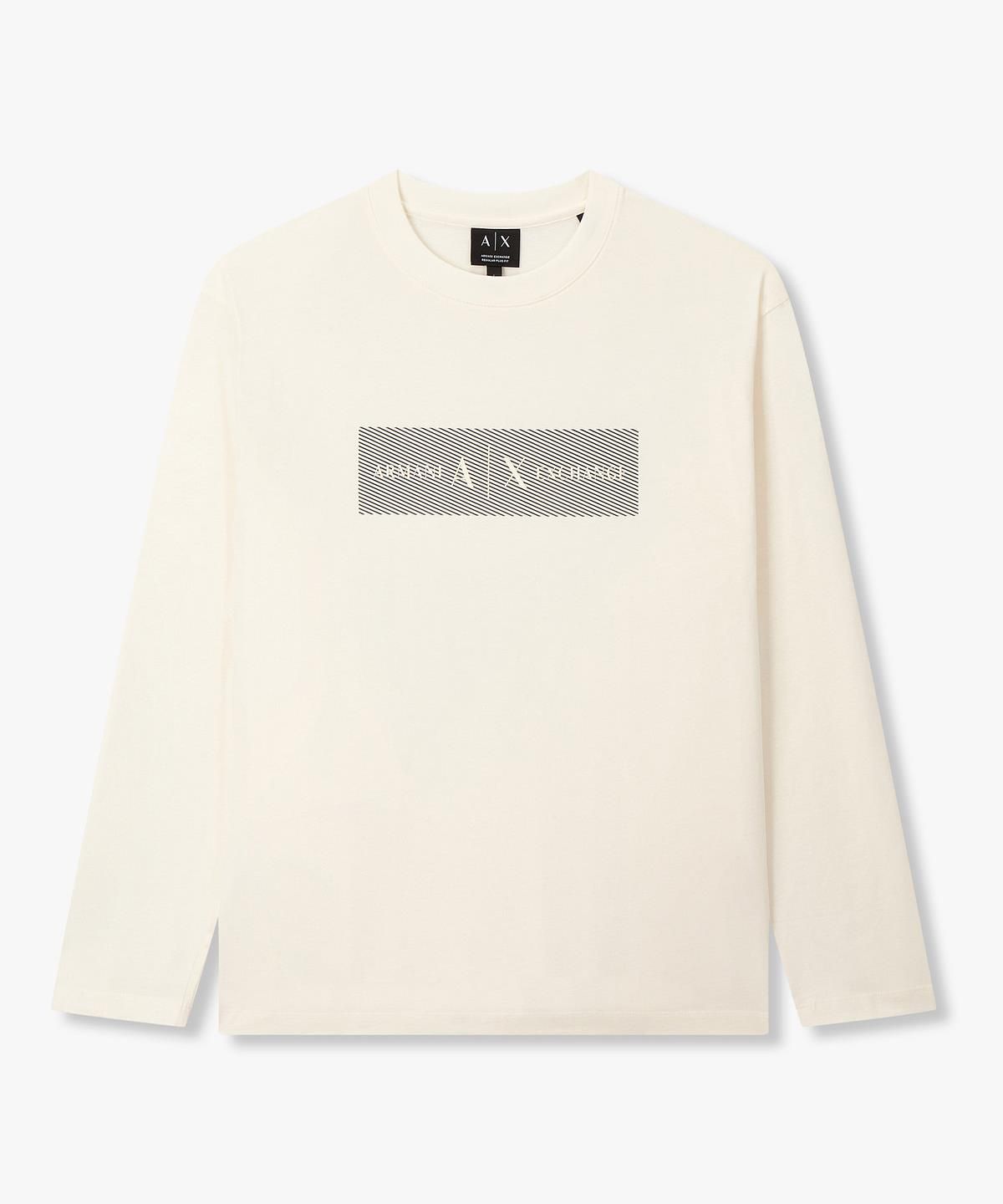 아르마니 익스체인지(ARMANI EXCHANGE) 남성 로고 프린트 롱 슬리브 티셔츠 _크림_A416130029