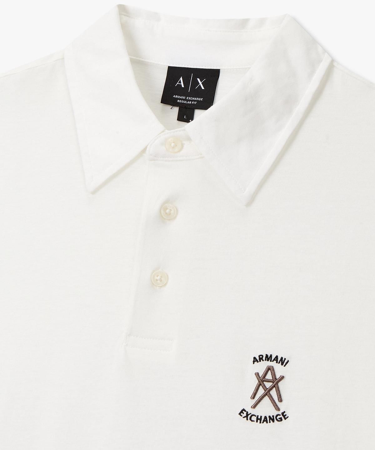 아르마니 익스체인지(ARMANI EXCHANGE) 남성 사이드 슬릿 로고 폴로 셔츠 _오프 화이트_A416131013
