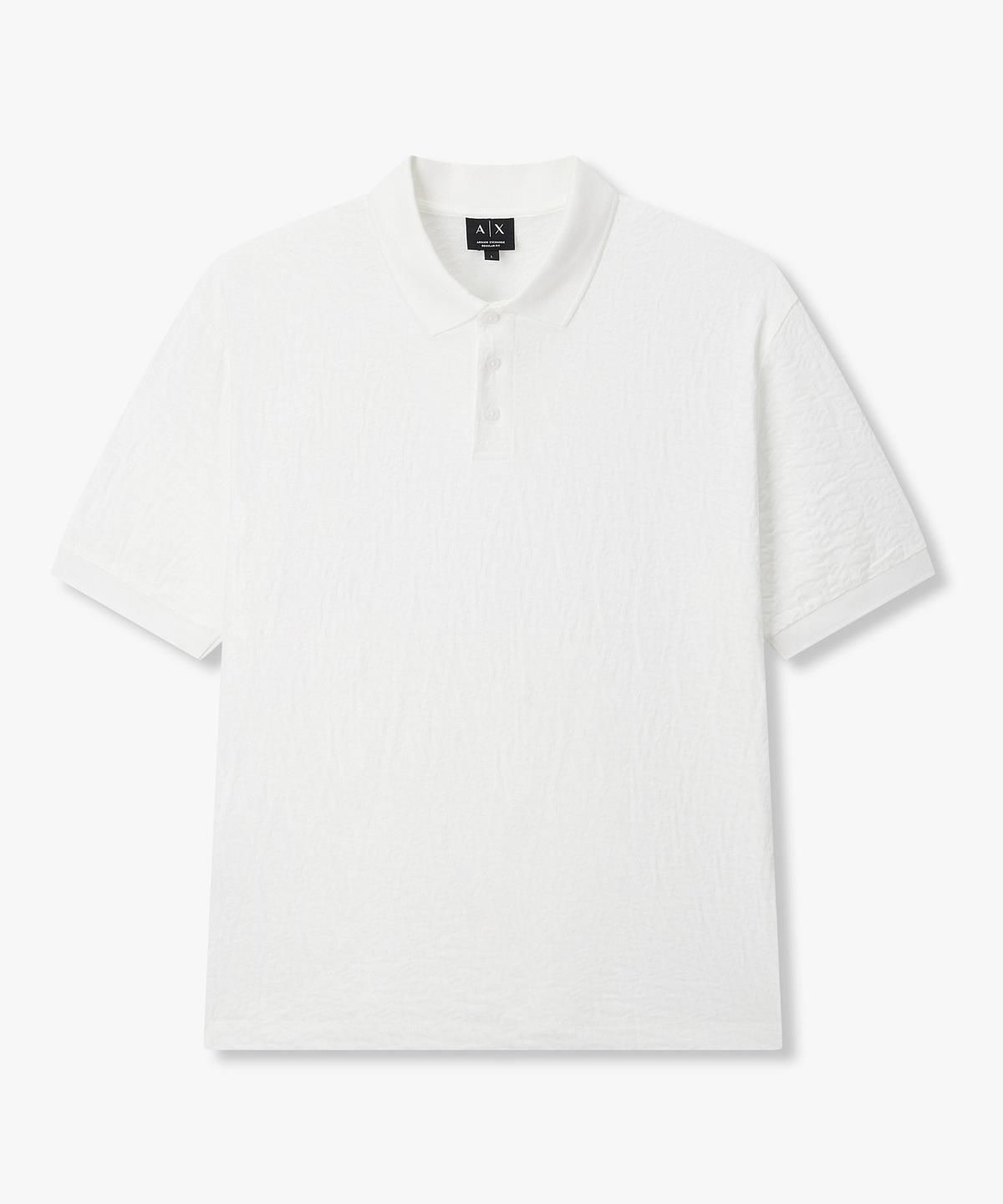 아르마니 익스체인지(ARMANI EXCHANGE) 남성 자카드 로고 숏 슬리브 폴로 셔츠 _오프 화이트_A416131020