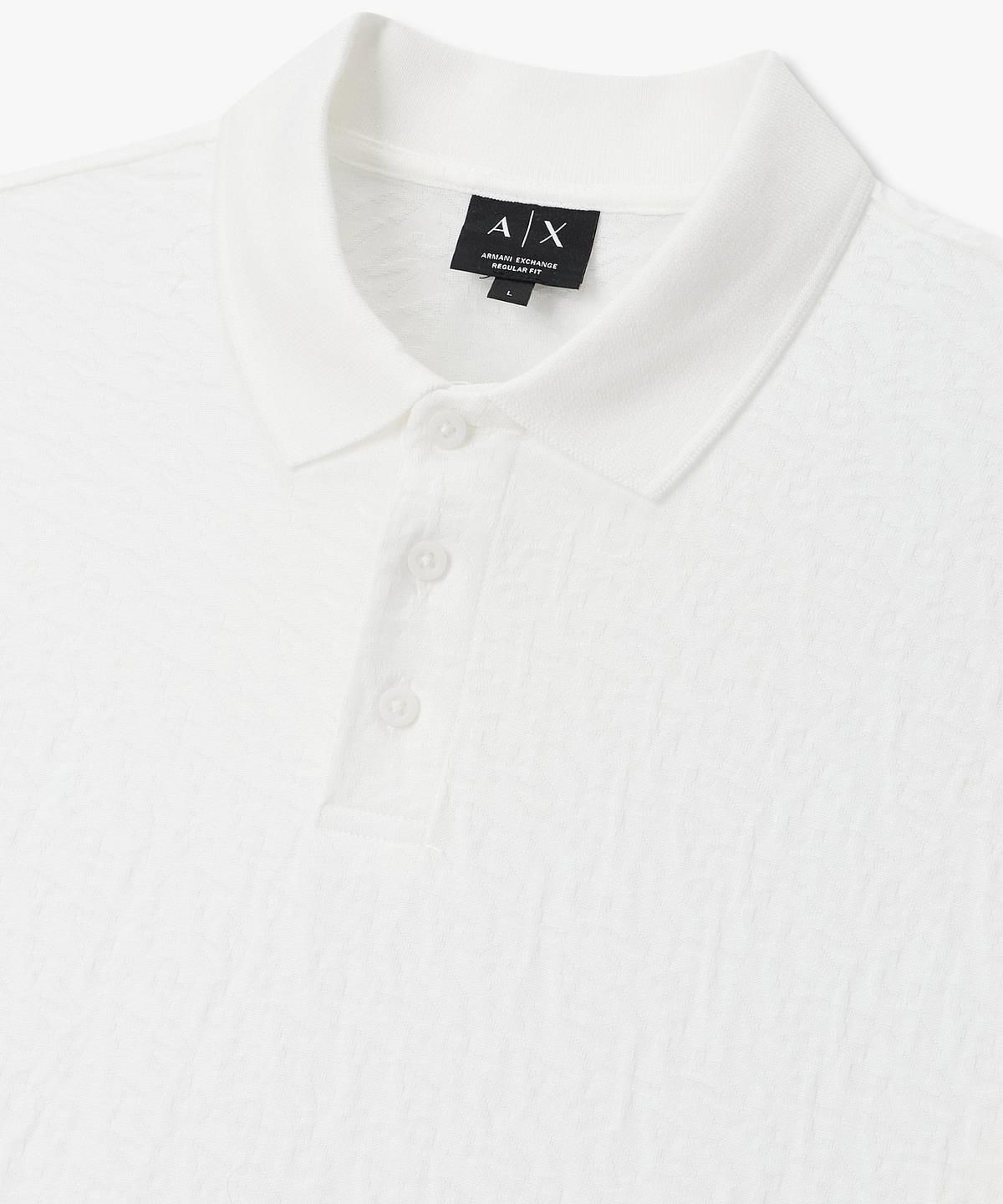아르마니 익스체인지(ARMANI EXCHANGE) 남성 자카드 로고 숏 슬리브 폴로 셔츠 _오프 화이트_A416131020