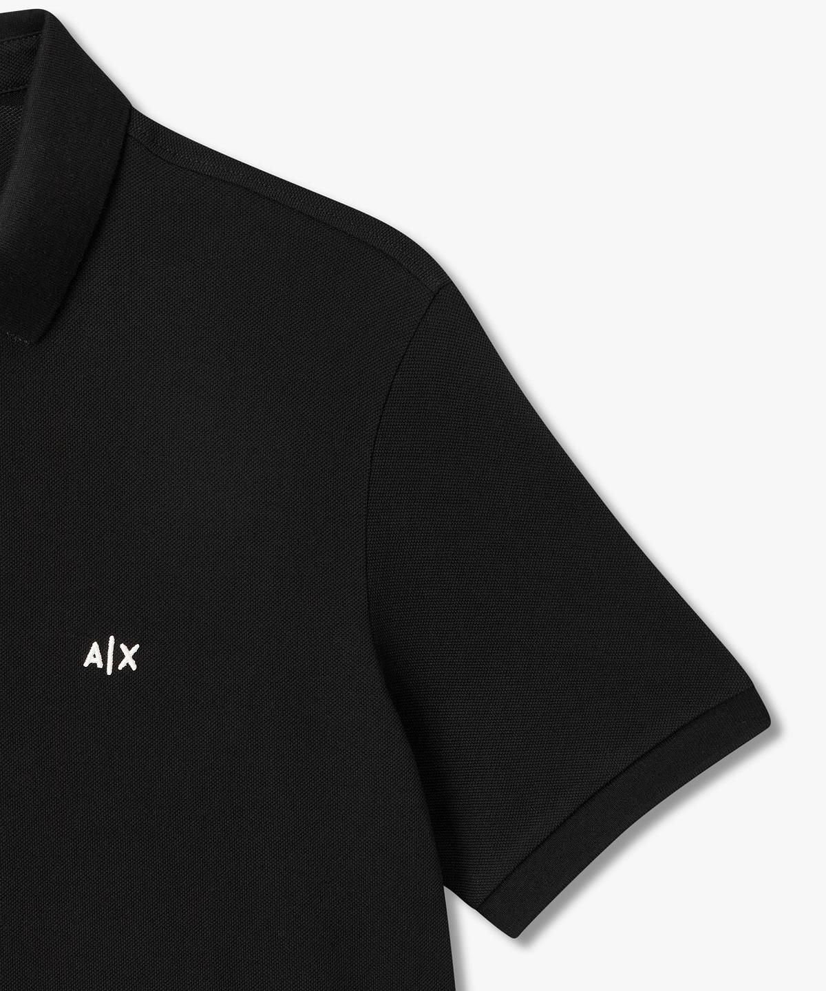 아르마니 익스체인지(ARMANI EXCHANGE) 남성 스트라이프 넥 피케 폴로 셔츠 _블랙_A416131019