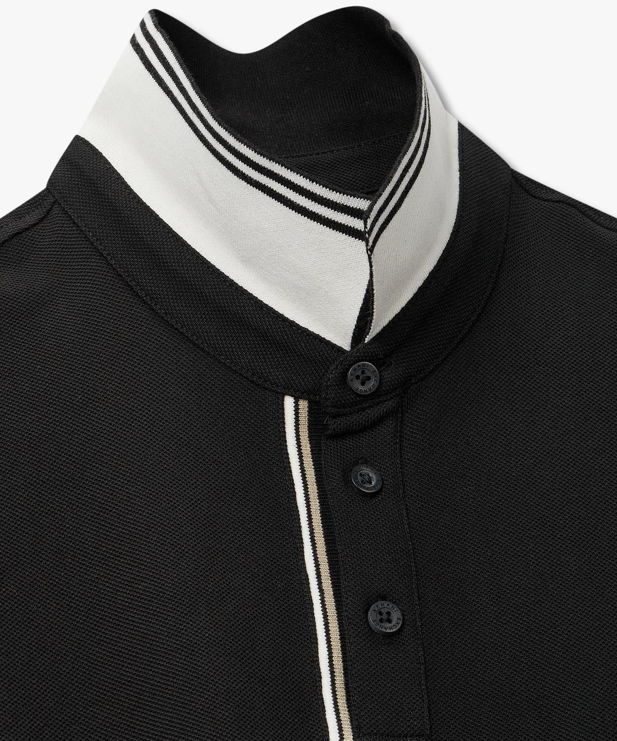 아르마니 익스체인지(ARMANI EXCHANGE) 남성 스트라이프 넥 피케 폴로 셔츠 _블랙_A416131019