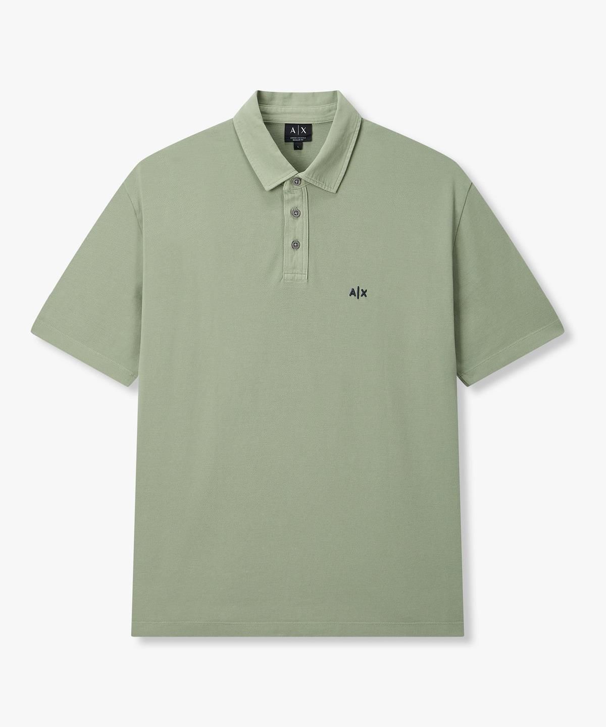 아르마니 익스체인지(ARMANI EXCHANGE) 남성 로고 자수 피케 폴로 셔츠 _그린_A416131017