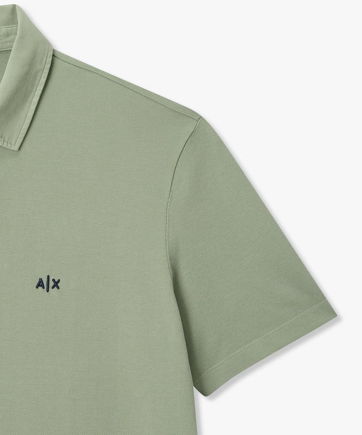아르마니 익스체인지(ARMANI EXCHANGE) 남성 로고 자수 피케 폴로 셔츠 _그린_A416131017