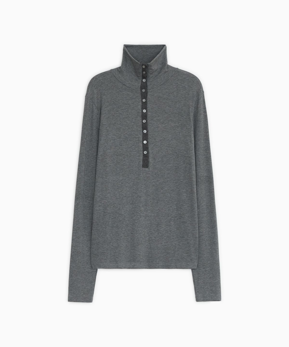 오헤시오(OHESHIO) BUTTON SLIM LONG SLEEVE, CHARCOAL