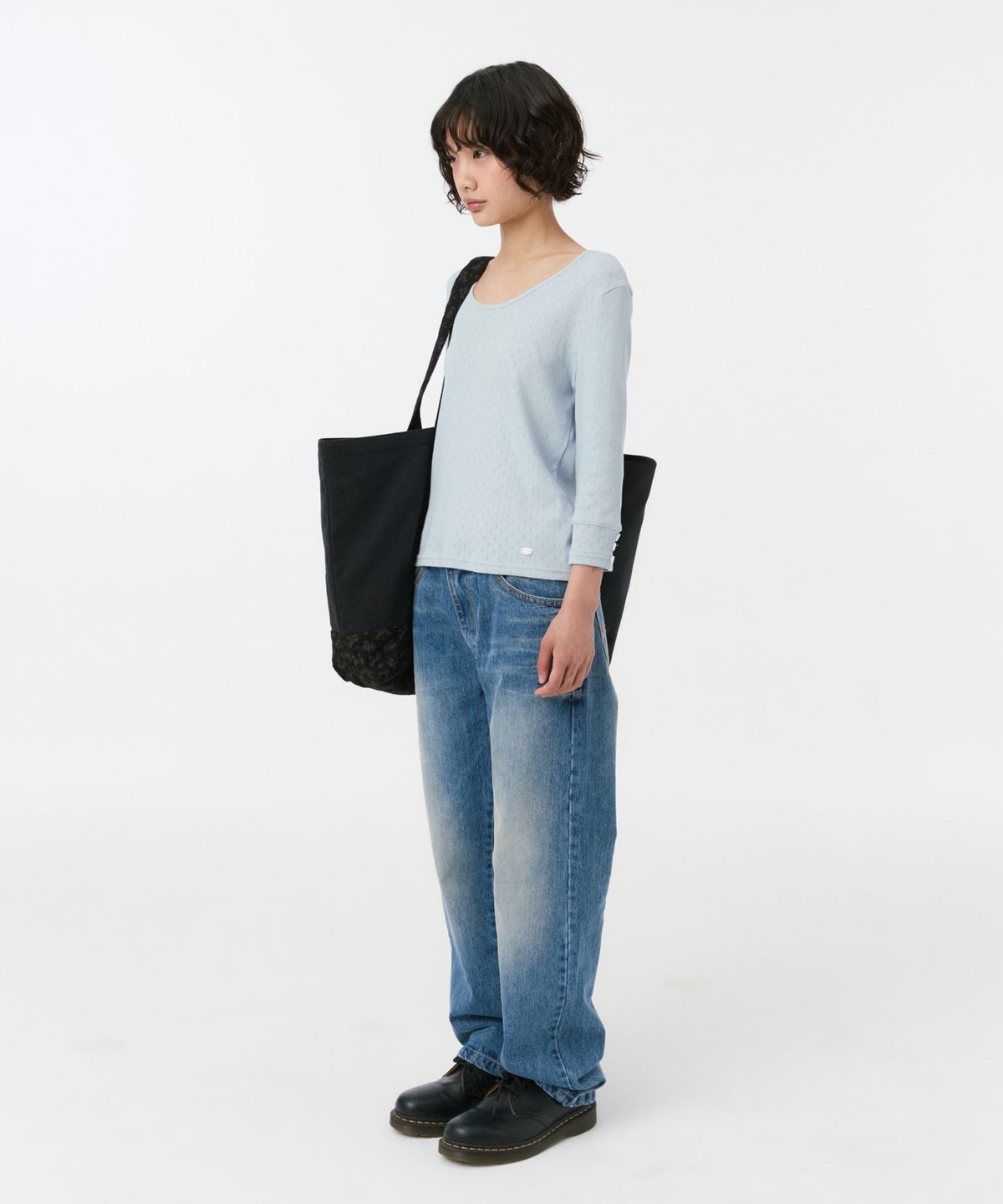 오헤시오(OHESHIO) PUNCHING SLIM T-SHIRT, BLUE