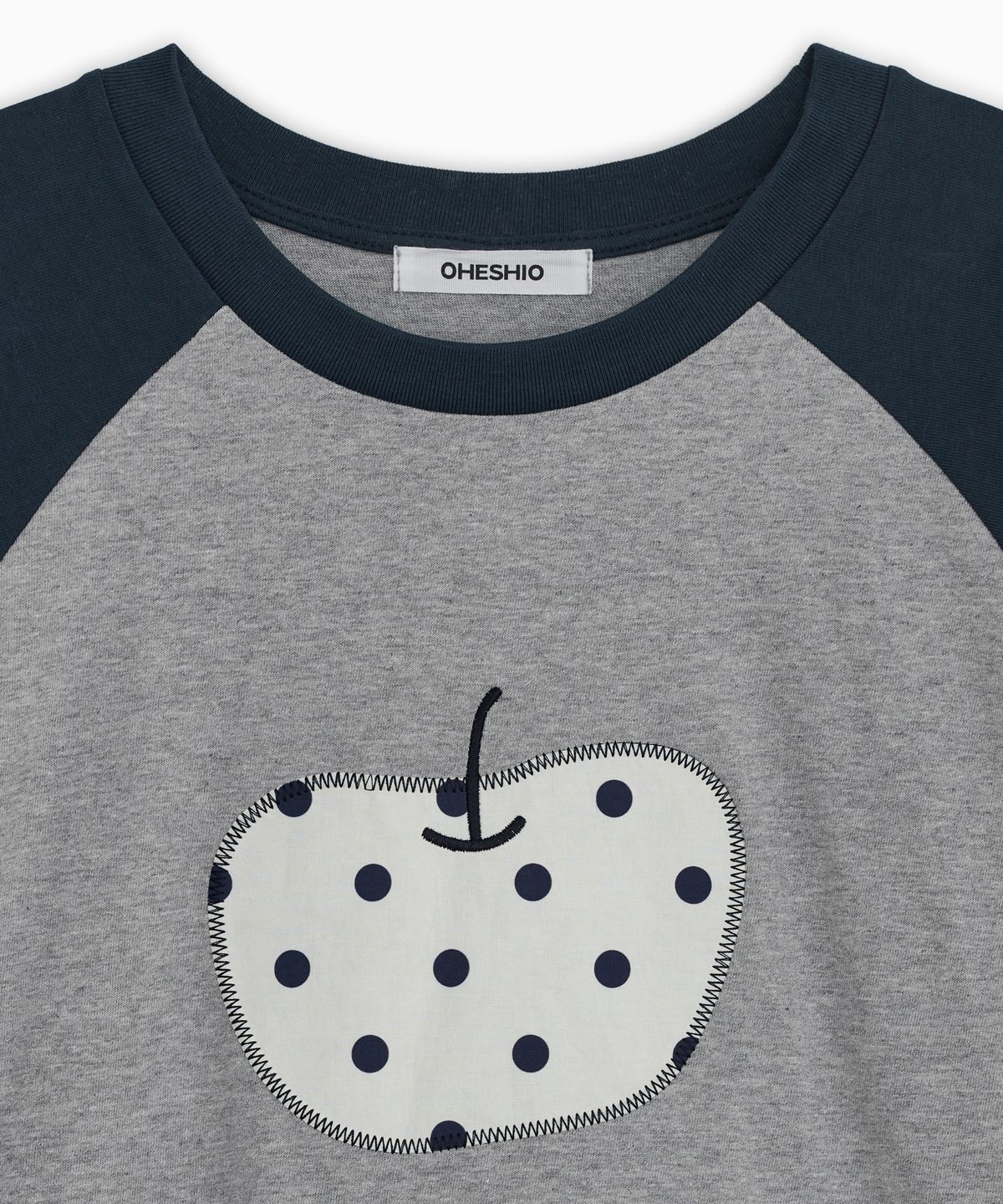 오헤시오(OHESHIO) APPLE RAGLAN OVER FIT LONG SLEEVE, GRAY