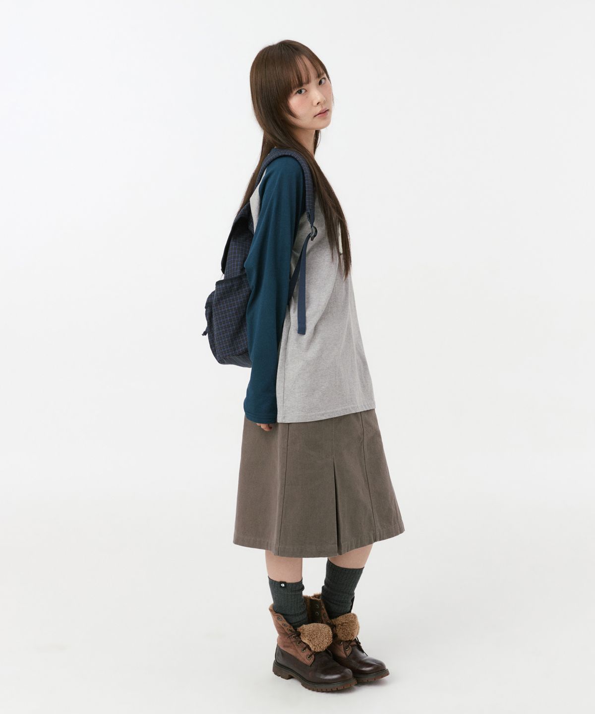 오헤시오(OHESHIO) APPLE RAGLAN OVER FIT LONG SLEEVE, GRAY