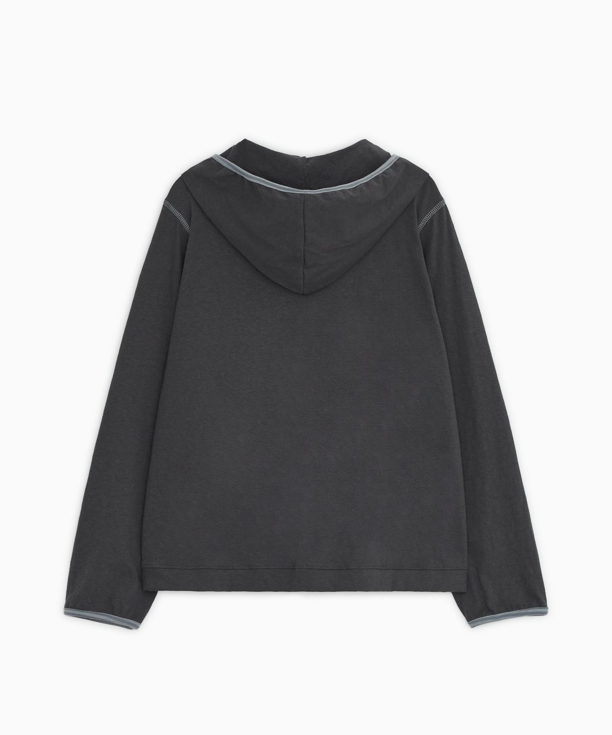 오헤시오(OHESHIO) FLORAL BUTTON HOODED LONG SLEEVE, CHARCOAL