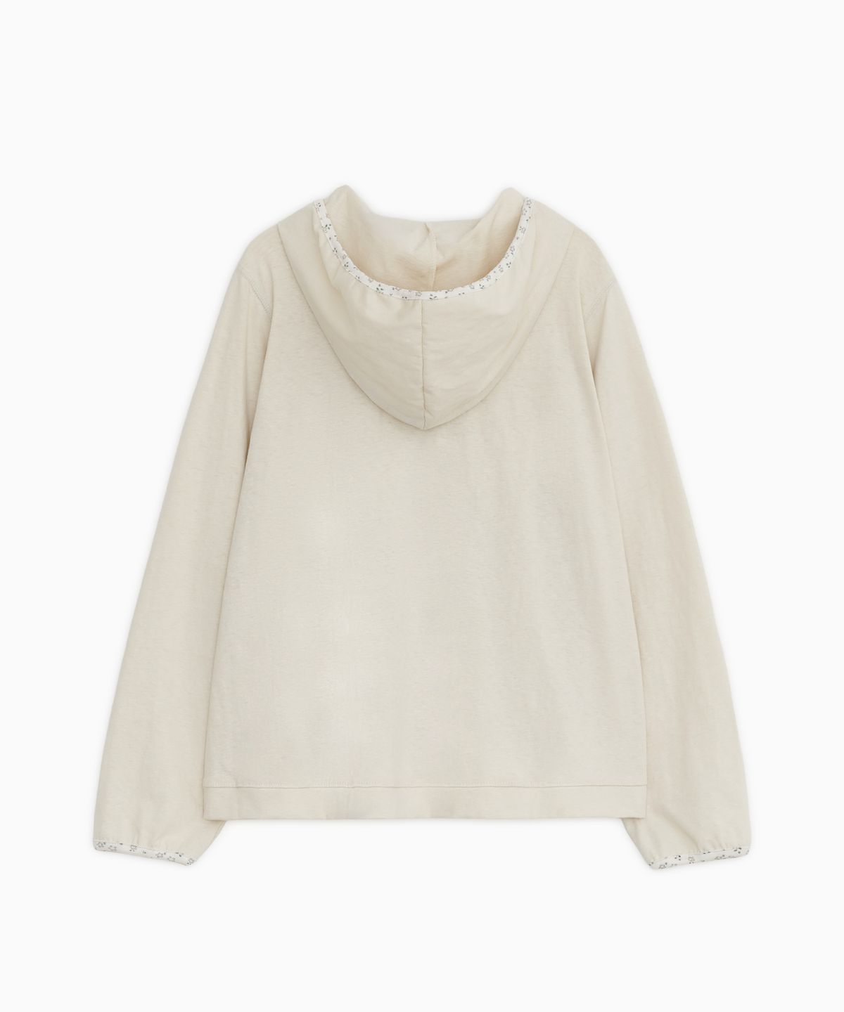 오헤시오(OHESHIO) FLORAL BUTTON HOODED LONG SLEEVE, IVORY