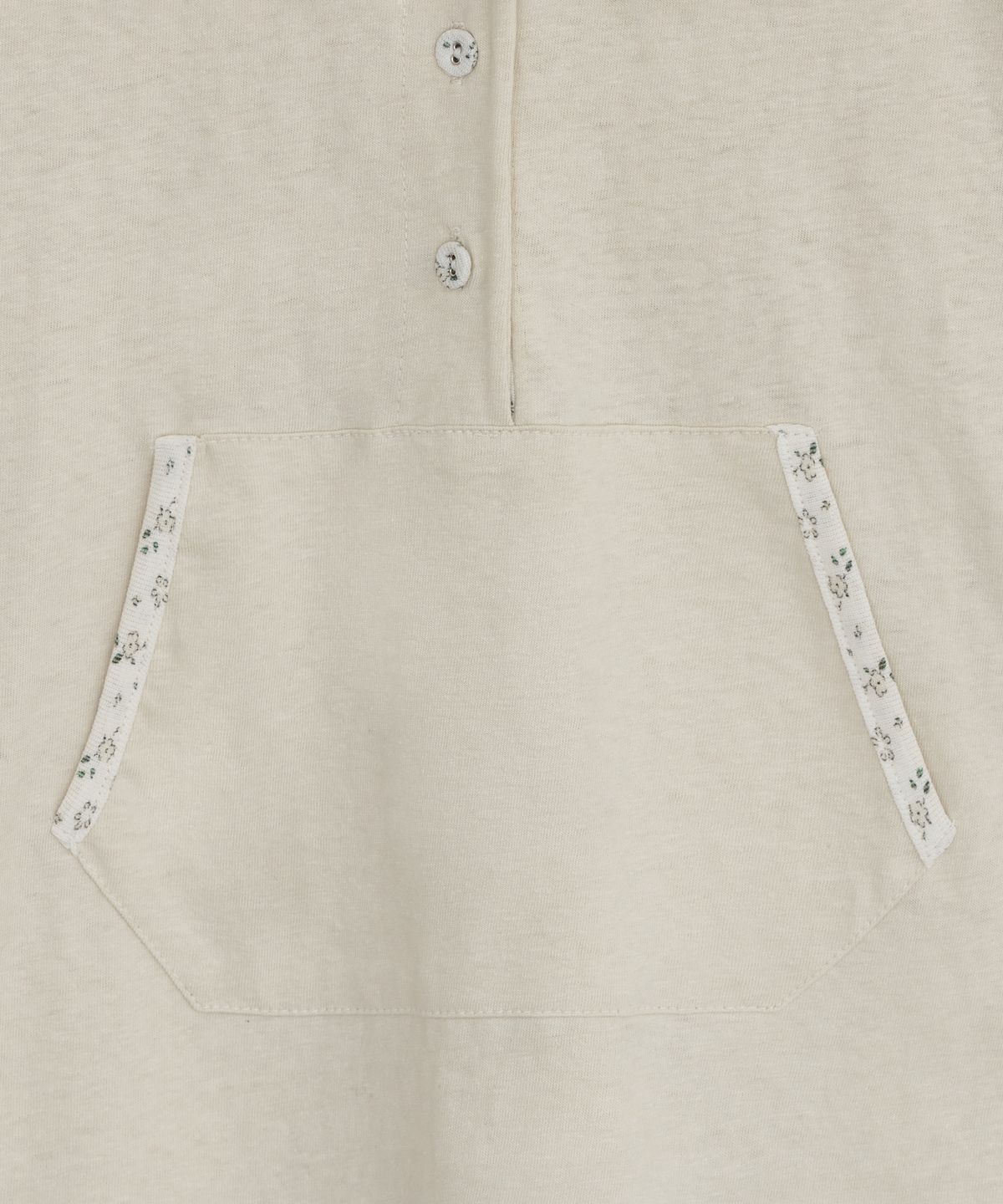 오헤시오(OHESHIO) FLORAL BUTTON HOODED LONG SLEEVE, IVORY