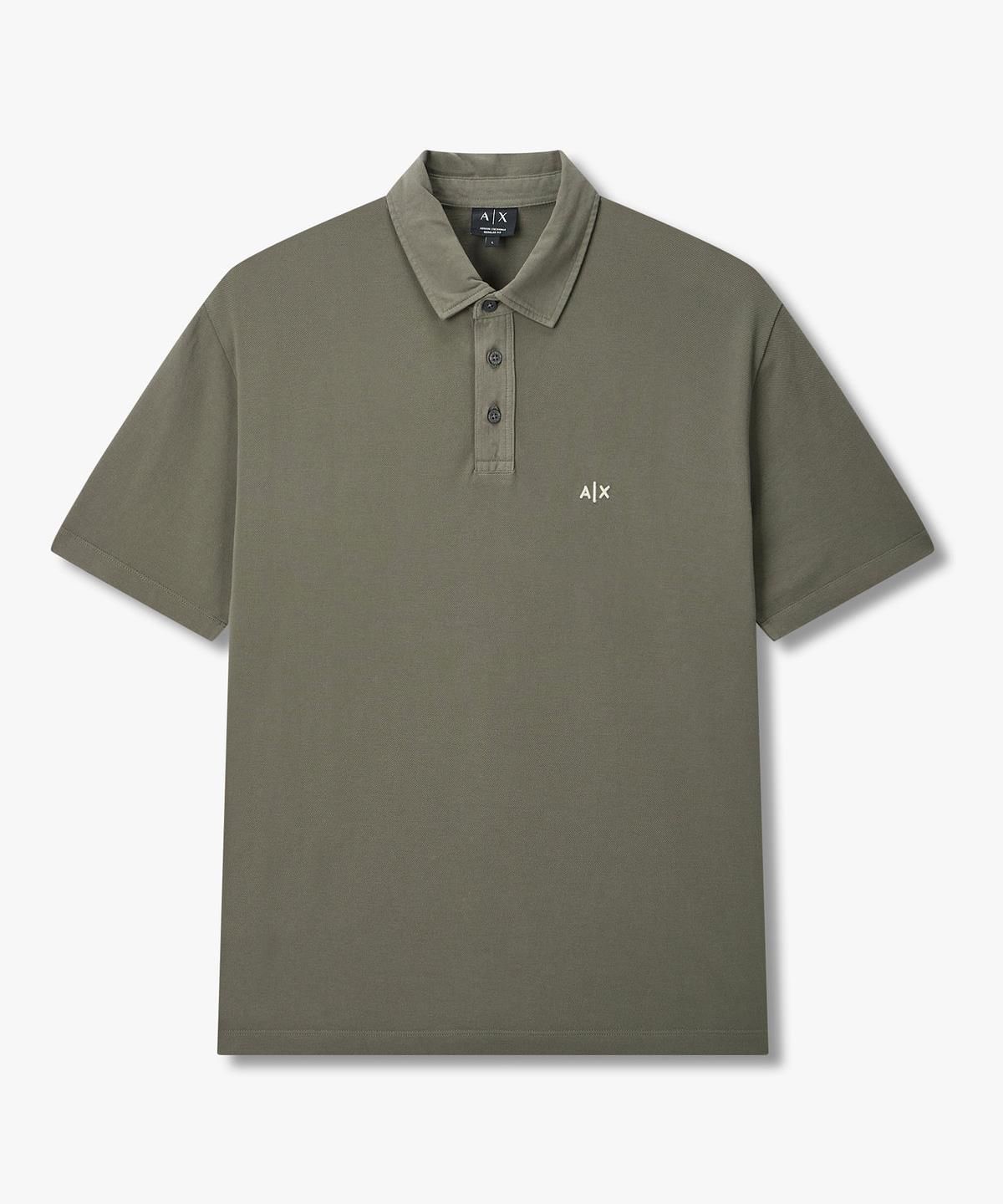 아르마니 익스체인지(ARMANI EXCHANGE) 남성 로고 자수 피케 폴로 셔츠 _카키 브라운_A416131016