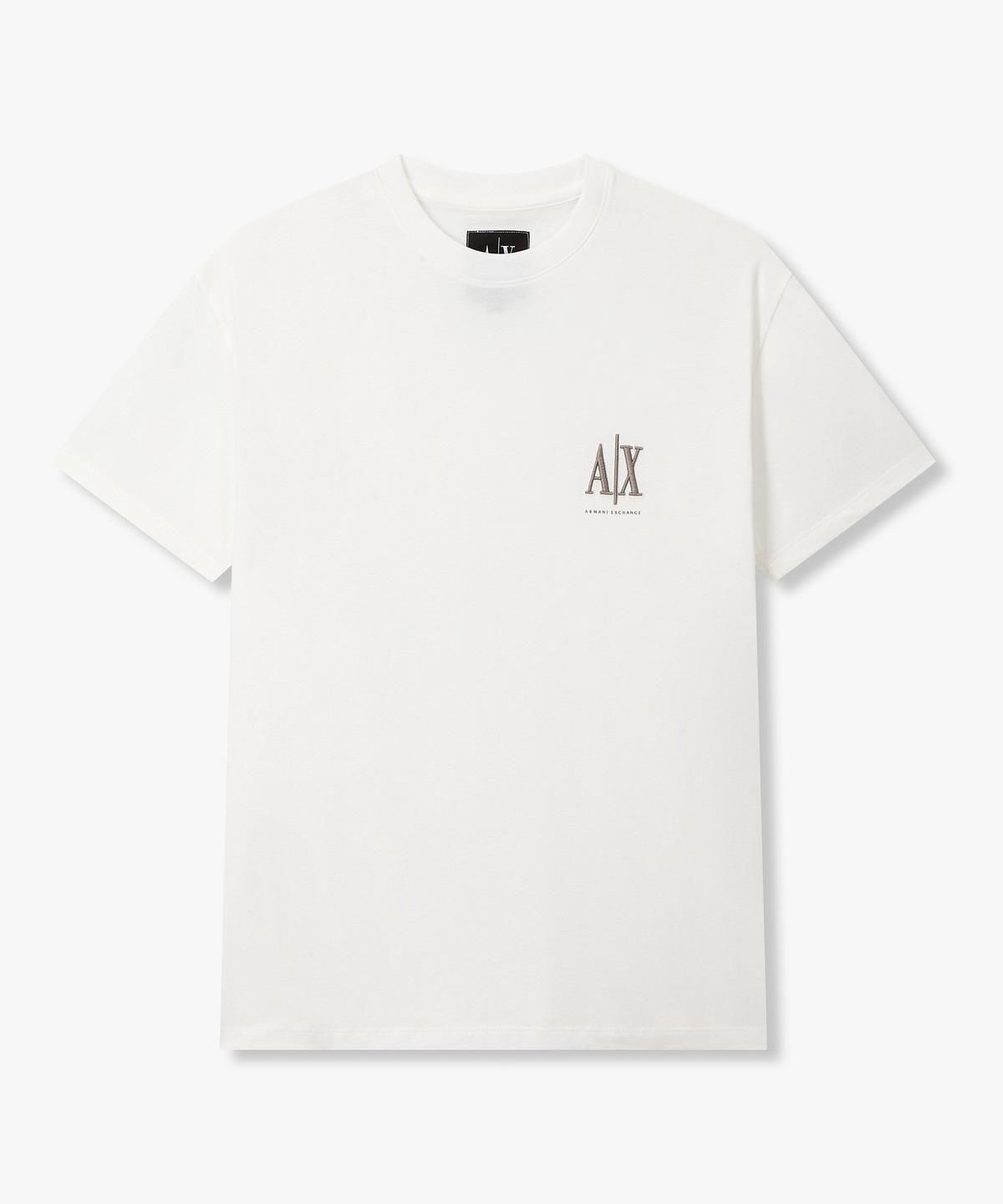 아르마니 익스체인지(ARMANI EXCHANGE) 남성 엠보 로고 자수 티셔츠 _오프 화이트_A416130901