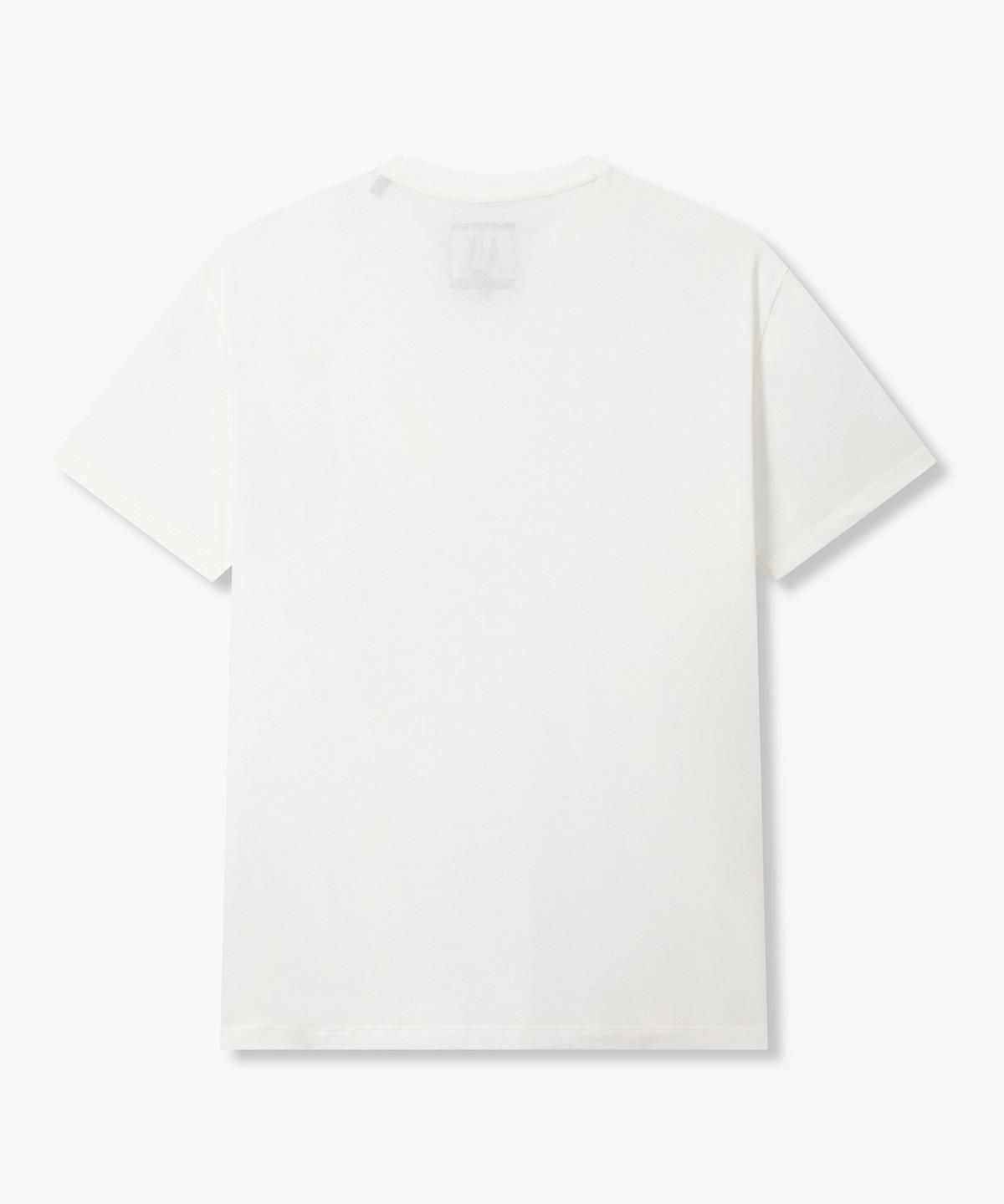 아르마니 익스체인지(ARMANI EXCHANGE) 남성 엠보 로고 자수 티셔츠 _오프 화이트_A416130901