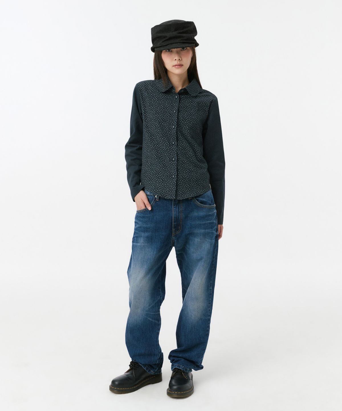 오헤시오(OHESHIO) PATTERN MIX COLLAR SHIRT, FLORAL