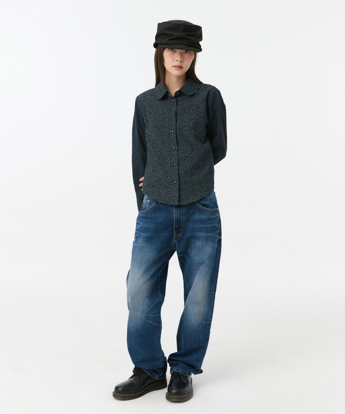오헤시오(OHESHIO) PATTERN MIX COLLAR SHIRT, FLORAL