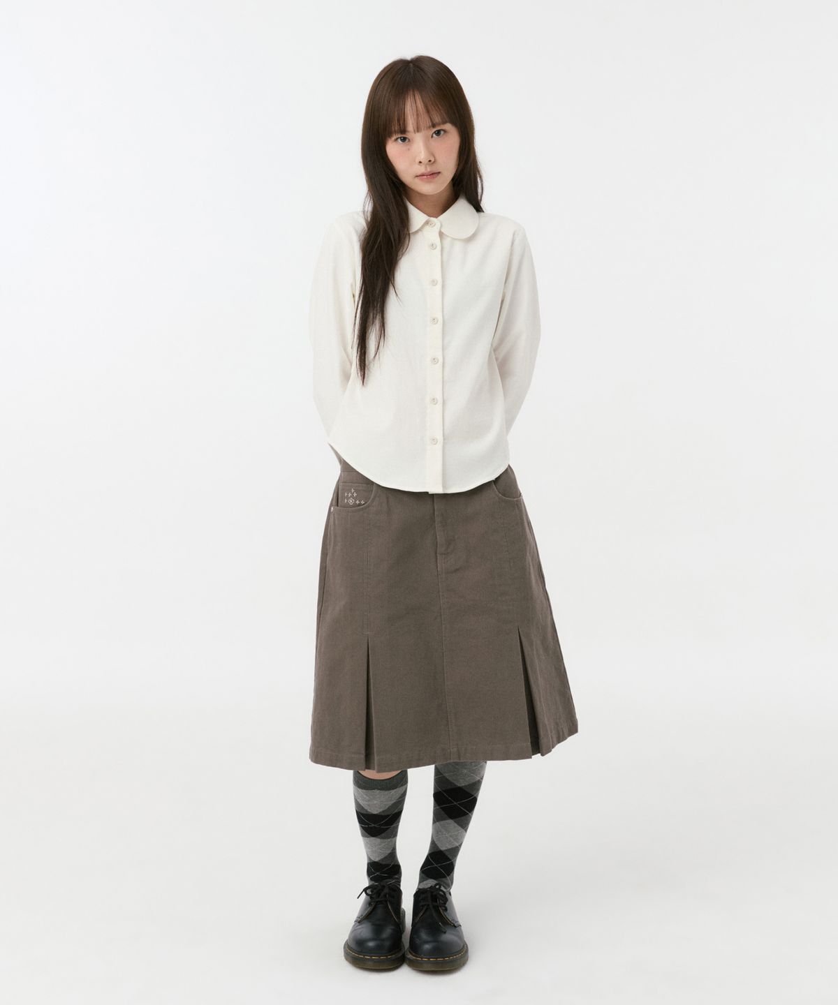 오헤시오(OHESHIO) PATTERN MIX COLLAR SHIRT, CORDUROY