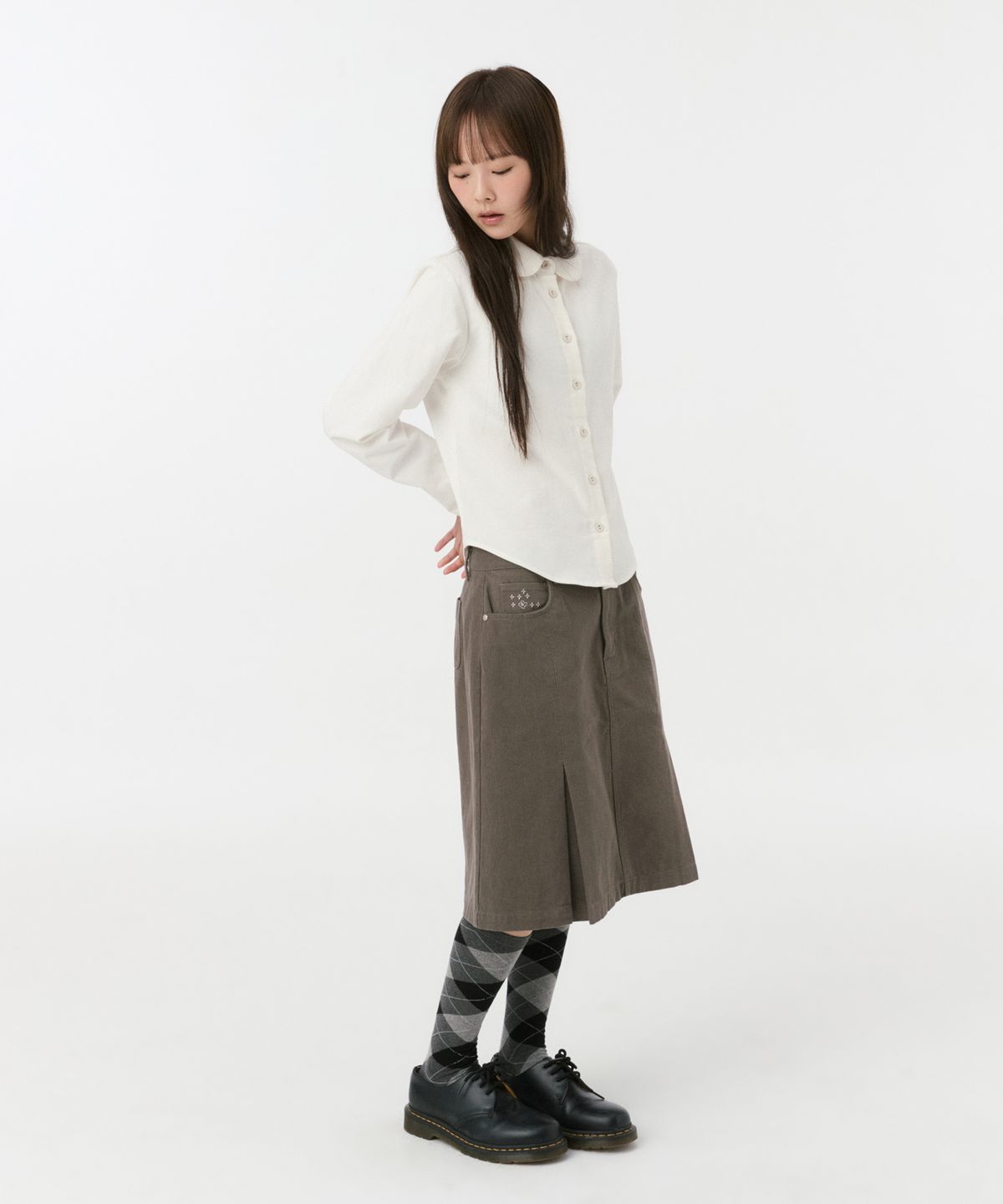 오헤시오(OHESHIO) PATTERN MIX COLLAR SHIRT, CORDUROY