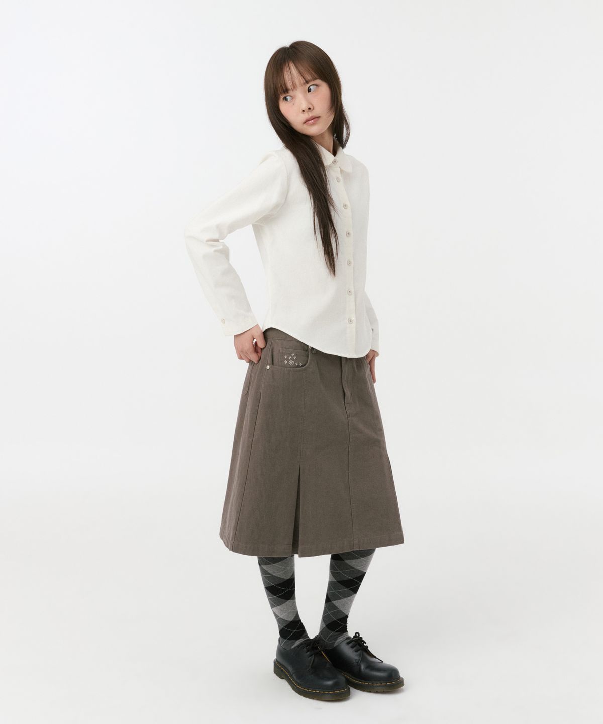 오헤시오(OHESHIO) PATTERN MIX COLLAR SHIRT, CORDUROY