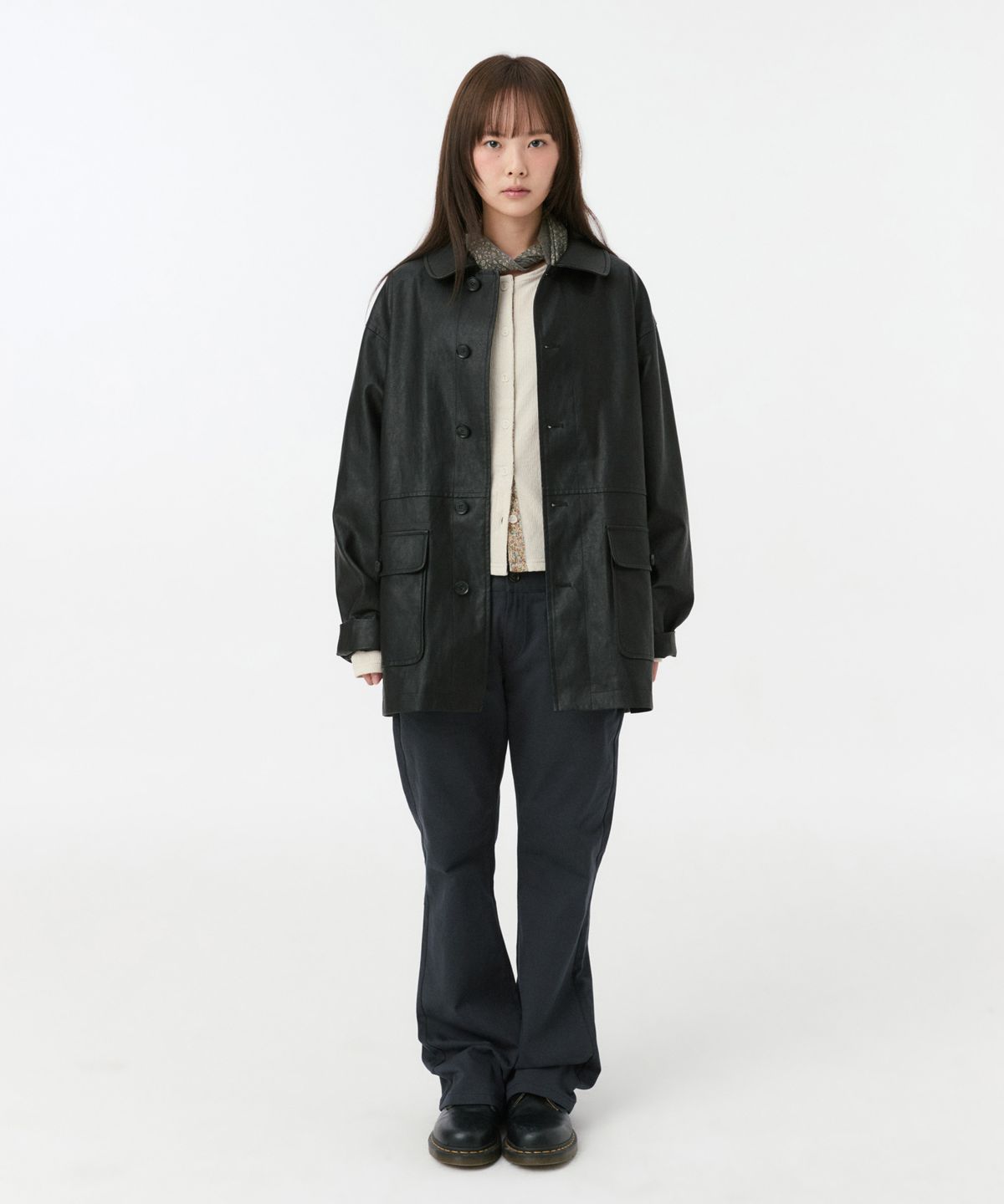 오헤시오(OHESHIO) FLORAL COLOR BLOCK JERSEY CARDIGAN, BEIGE
