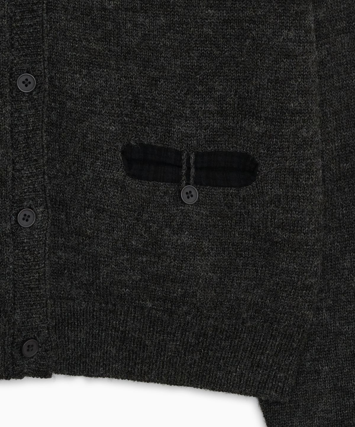 오헤시오(OHESHIO) COLOR BLOCK POCKET KNIT CARDIGAN, CHARCOAL