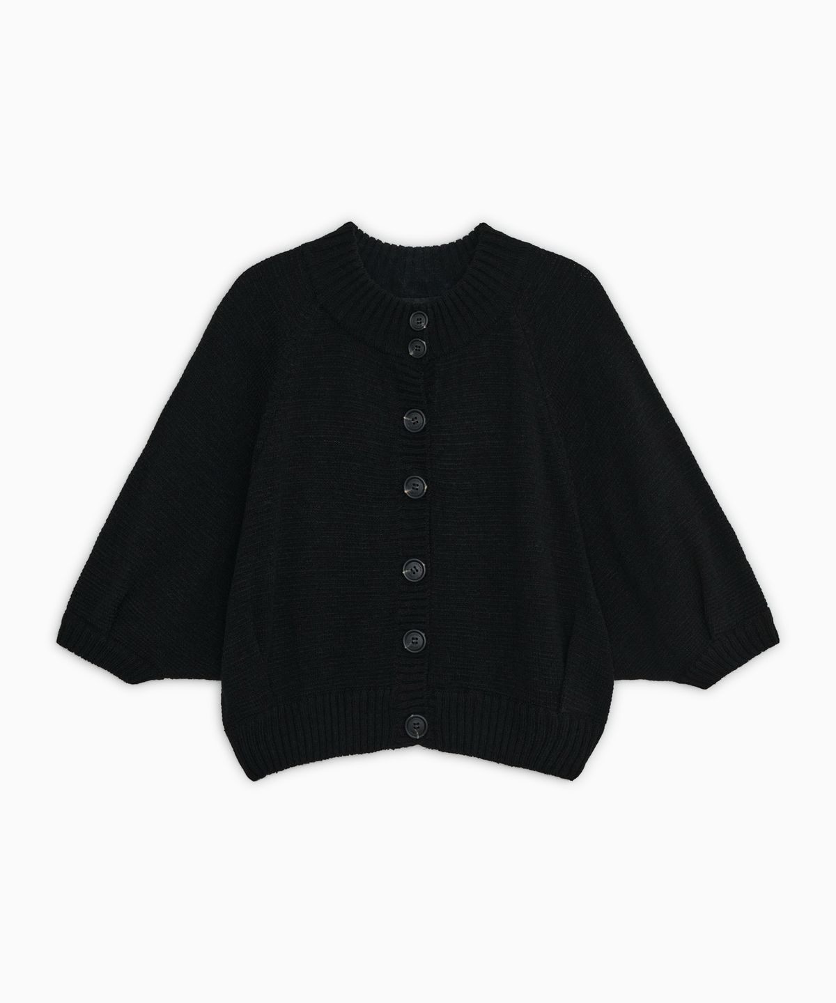 오헤시오(OHESHIO) 3/4 RAGLAN KNIT CARDIGAN, BLACK