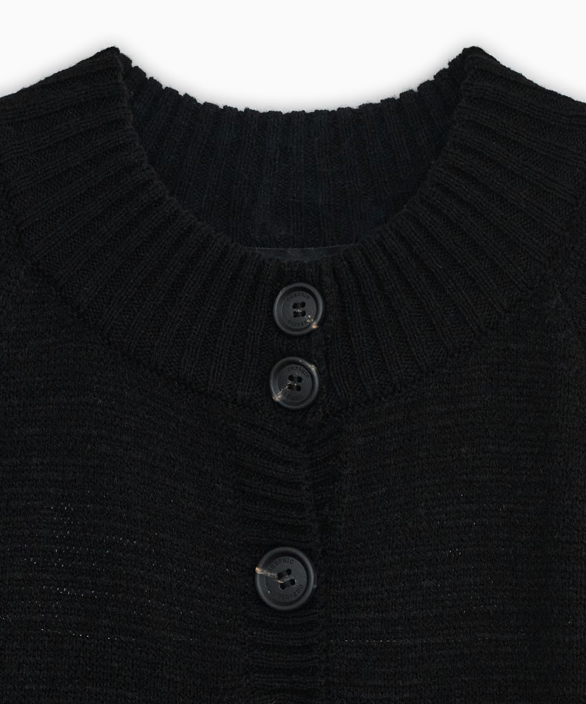오헤시오(OHESHIO) 3/4 RAGLAN KNIT CARDIGAN, BLACK