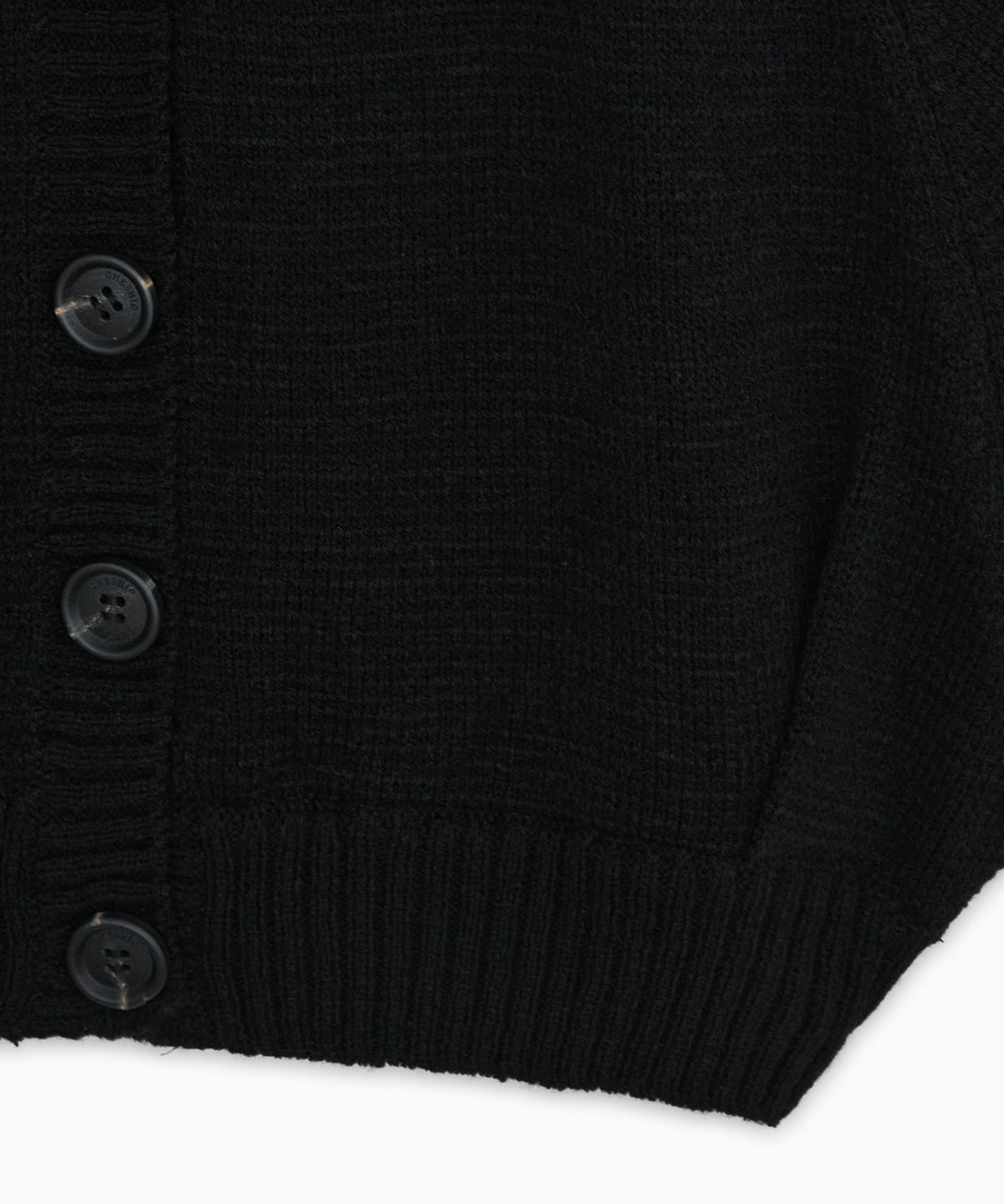 오헤시오(OHESHIO) 3/4 RAGLAN KNIT CARDIGAN, BLACK