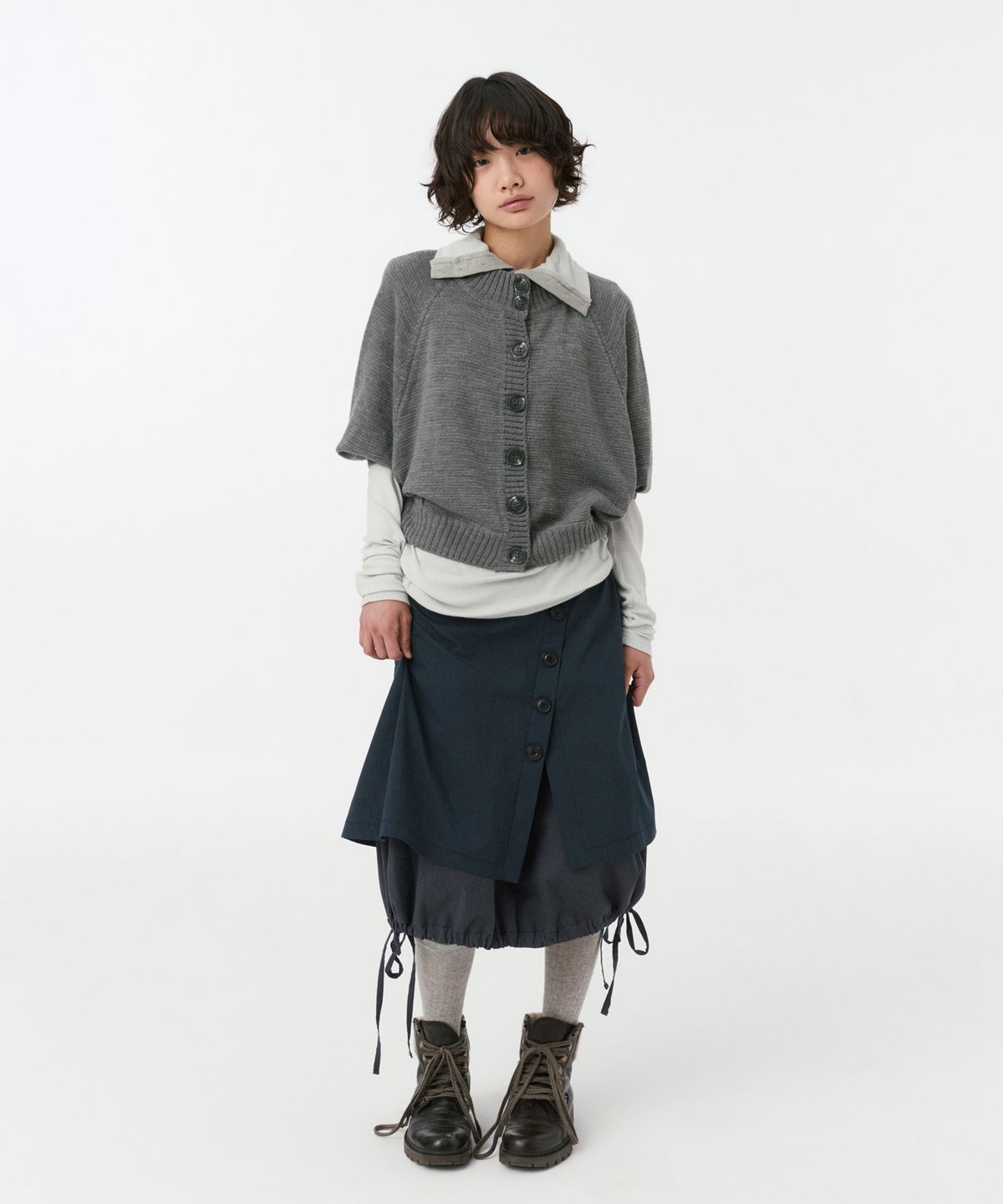 오헤시오(OHESHIO) 3/4 RAGLAN KNIT CARDIGAN, GRAY