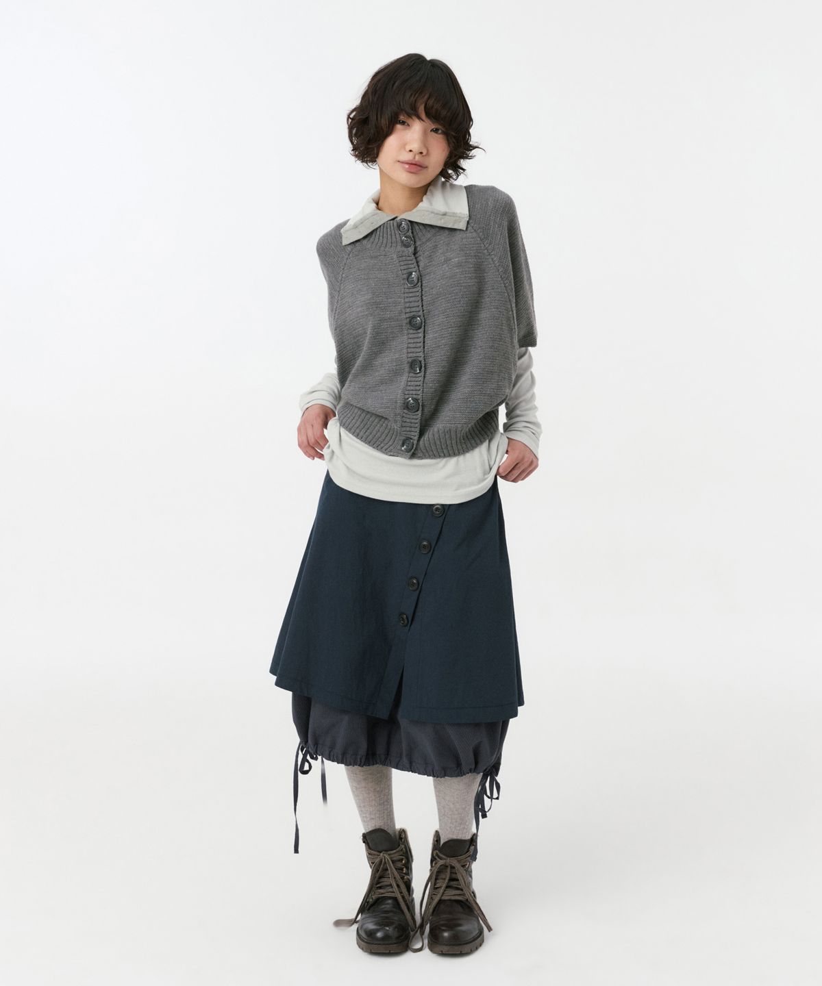오헤시오(OHESHIO) 3/4 RAGLAN KNIT CARDIGAN, GRAY