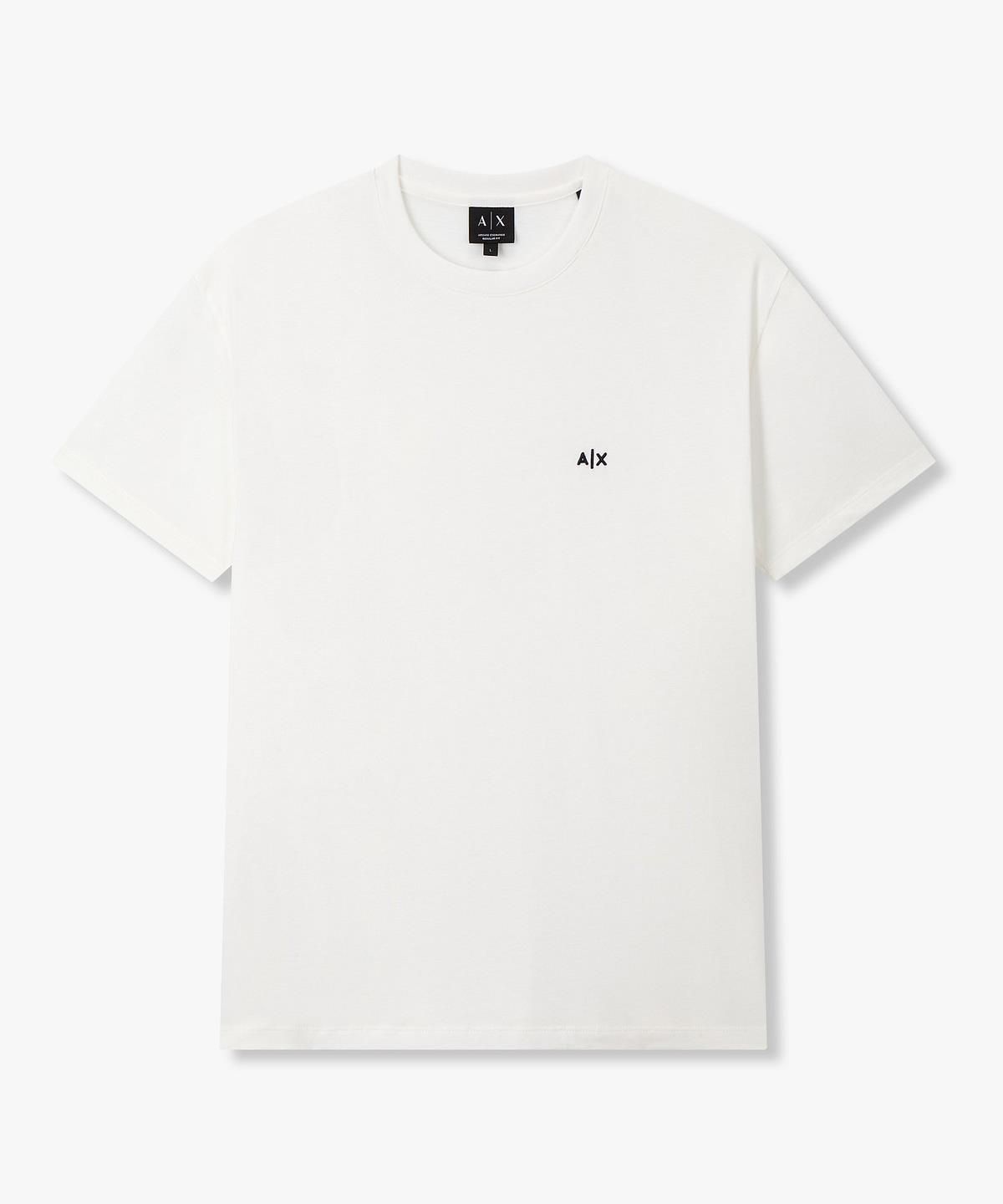 아르마니 익스체인지(ARMANI EXCHANGE) 남성 미니 로고 자수 티셔츠 _오프 화이트_A416130904