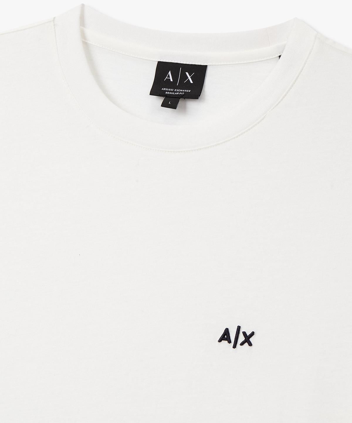 아르마니 익스체인지(ARMANI EXCHANGE) 남성 미니 로고 자수 티셔츠 _오프 화이트_A416130904