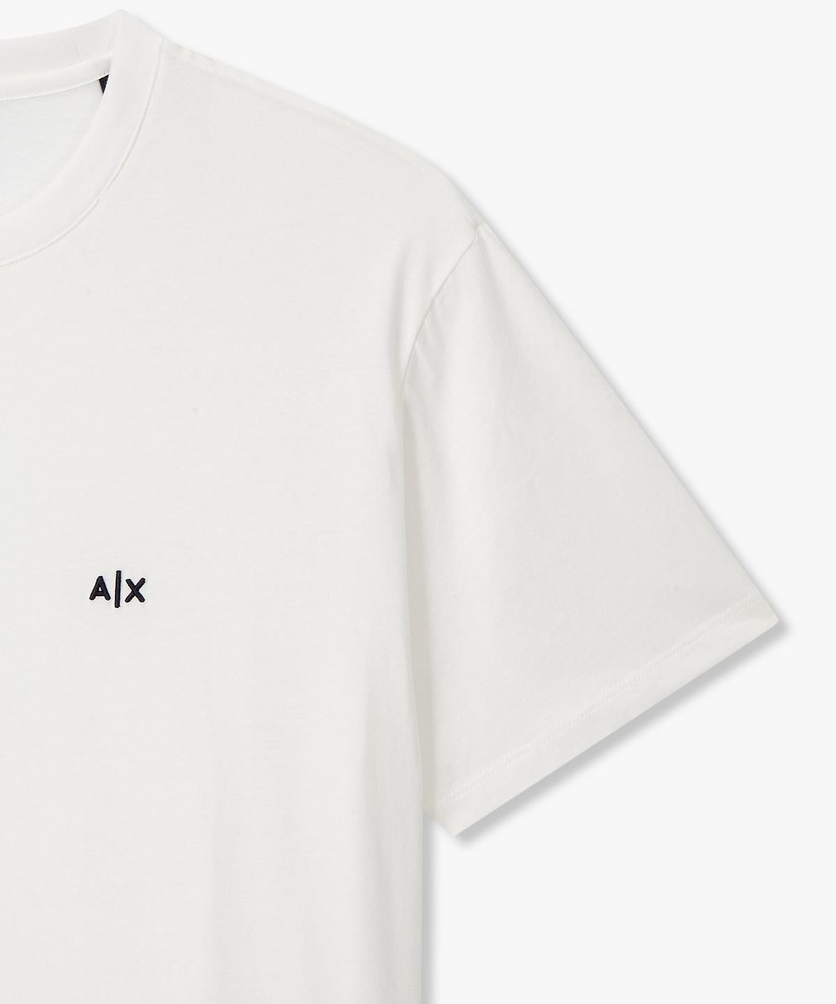 아르마니 익스체인지(ARMANI EXCHANGE) 남성 미니 로고 자수 티셔츠 _오프 화이트_A416130904
